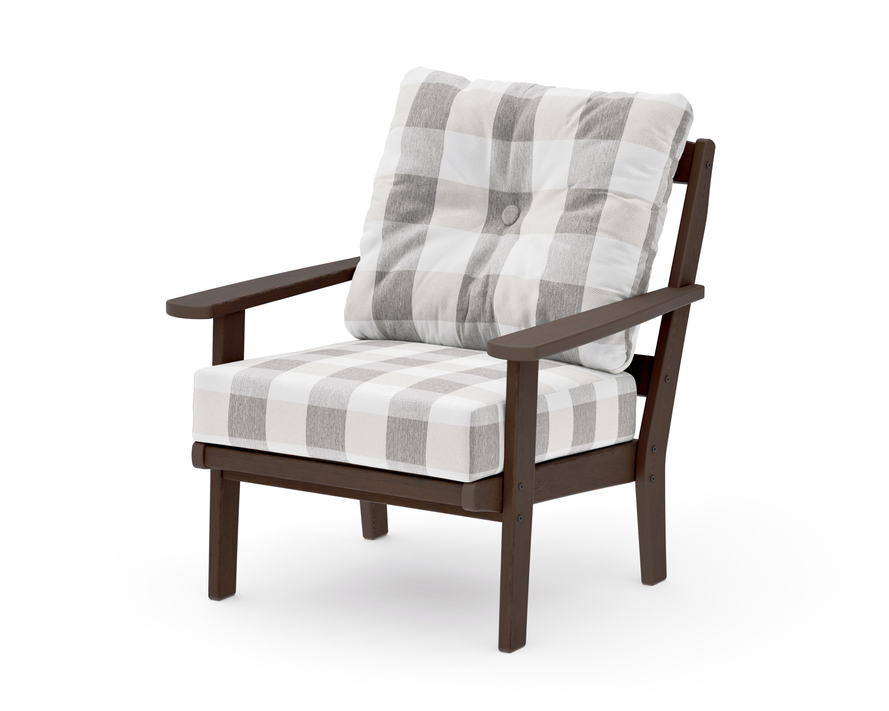 Mission Deep Seating Chair in Kona / Buffalo Plaid Grey Mist