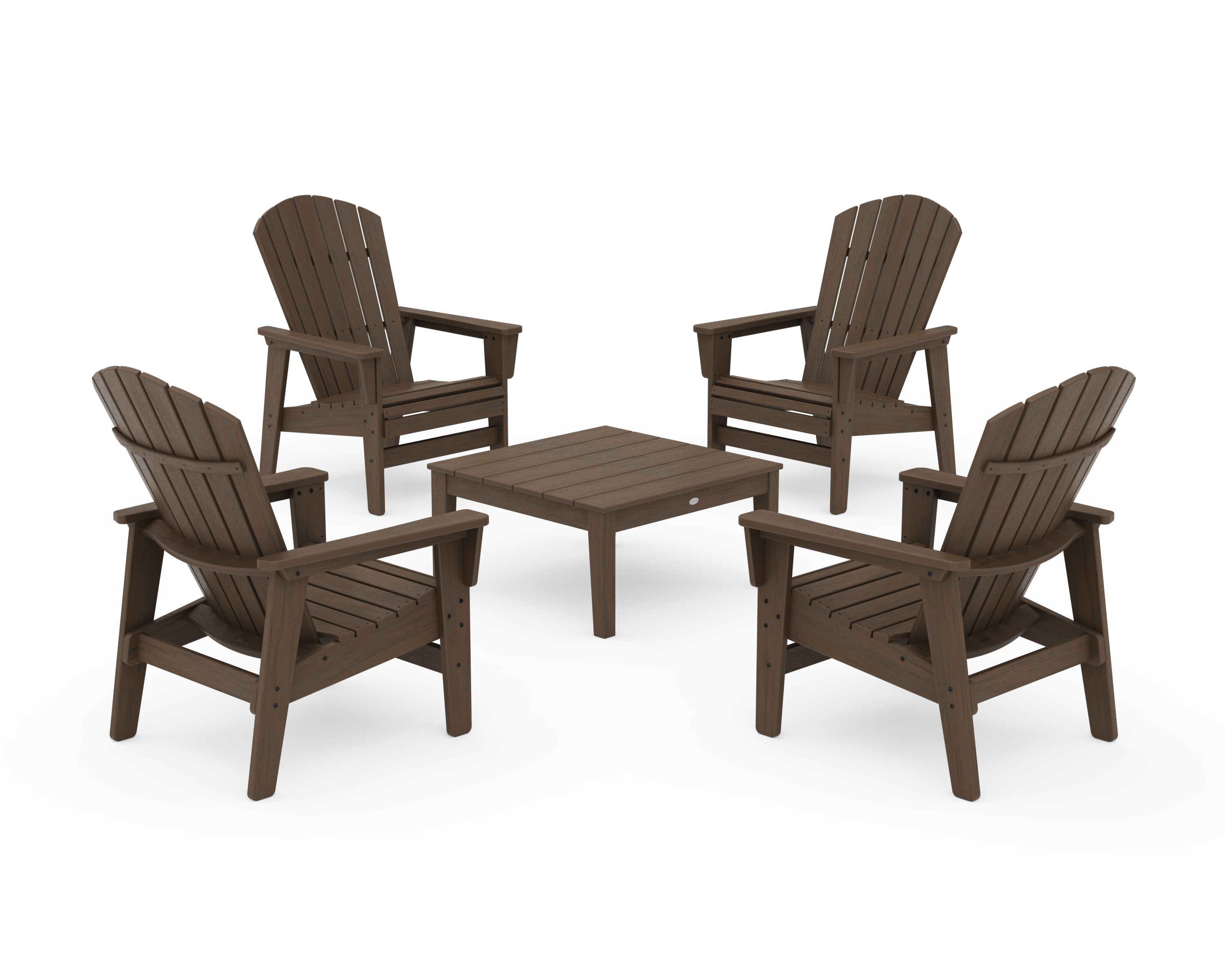 5-Piece Nautical Grand Upright Adirondack Chair Conversation Group in Kona