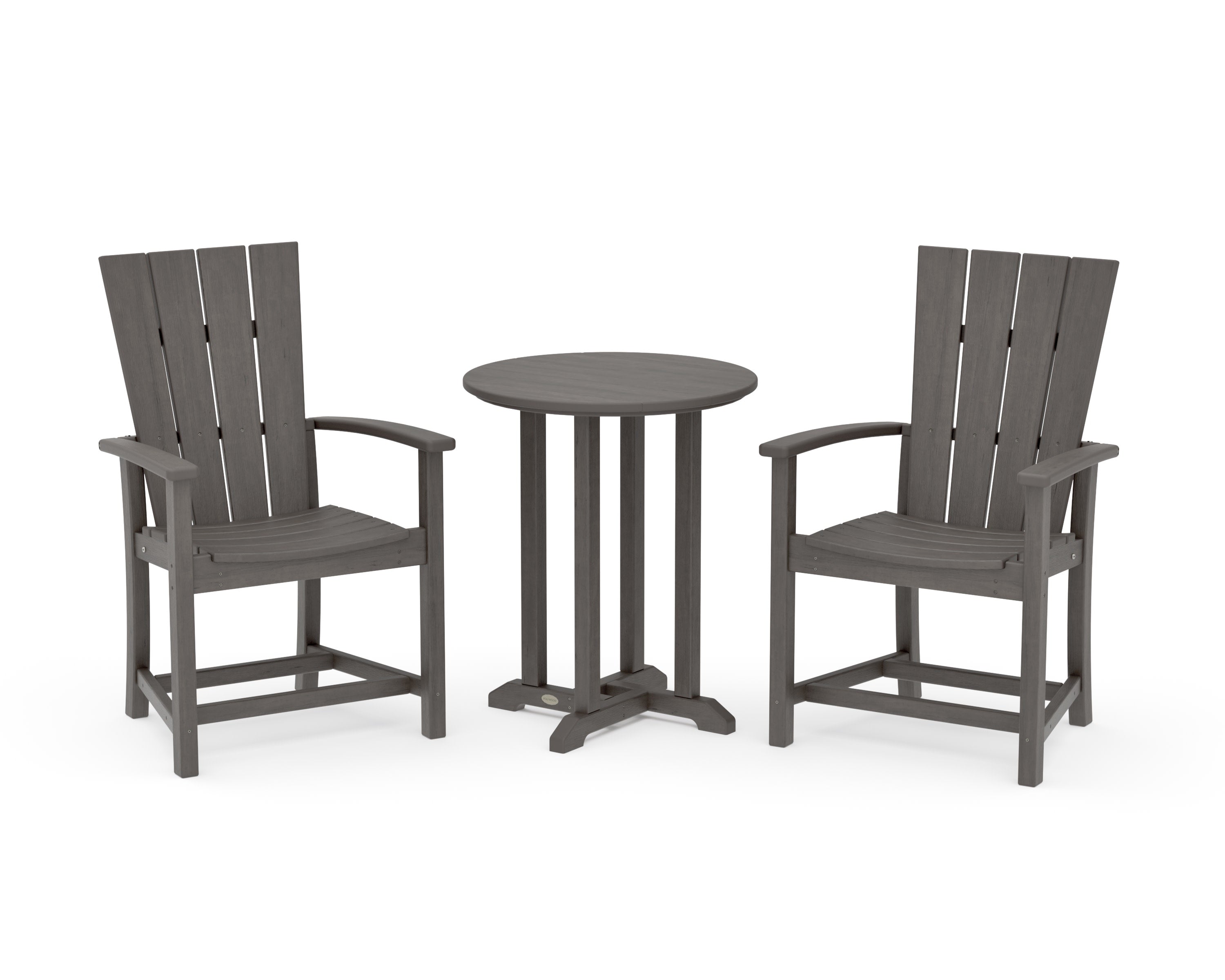 Quattro 3-Piece Round Farmhouse Bistro Dining Set in Driftwood