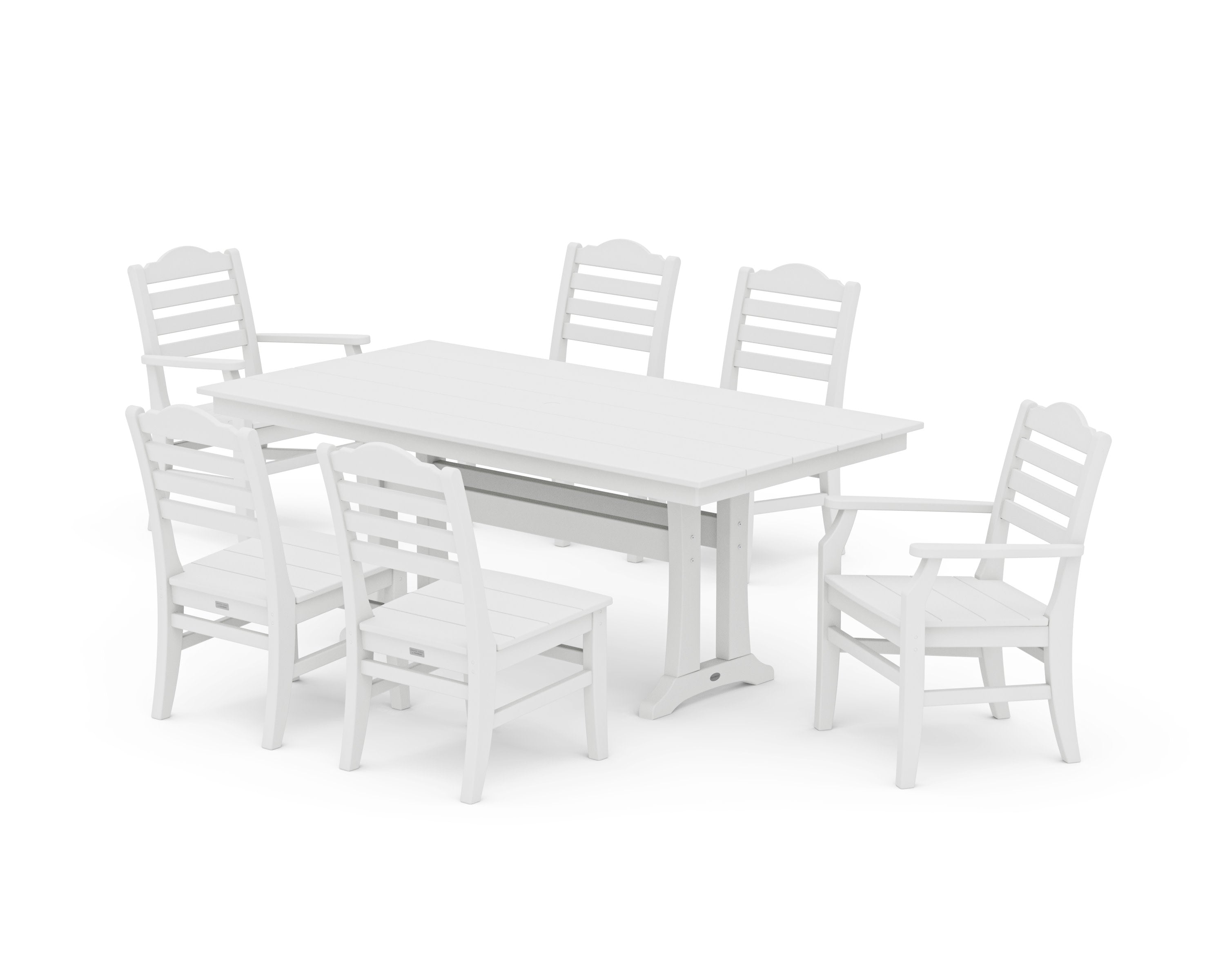 Savannah 7-Piece Farmhouse Dining Set with Trestle Legs in White