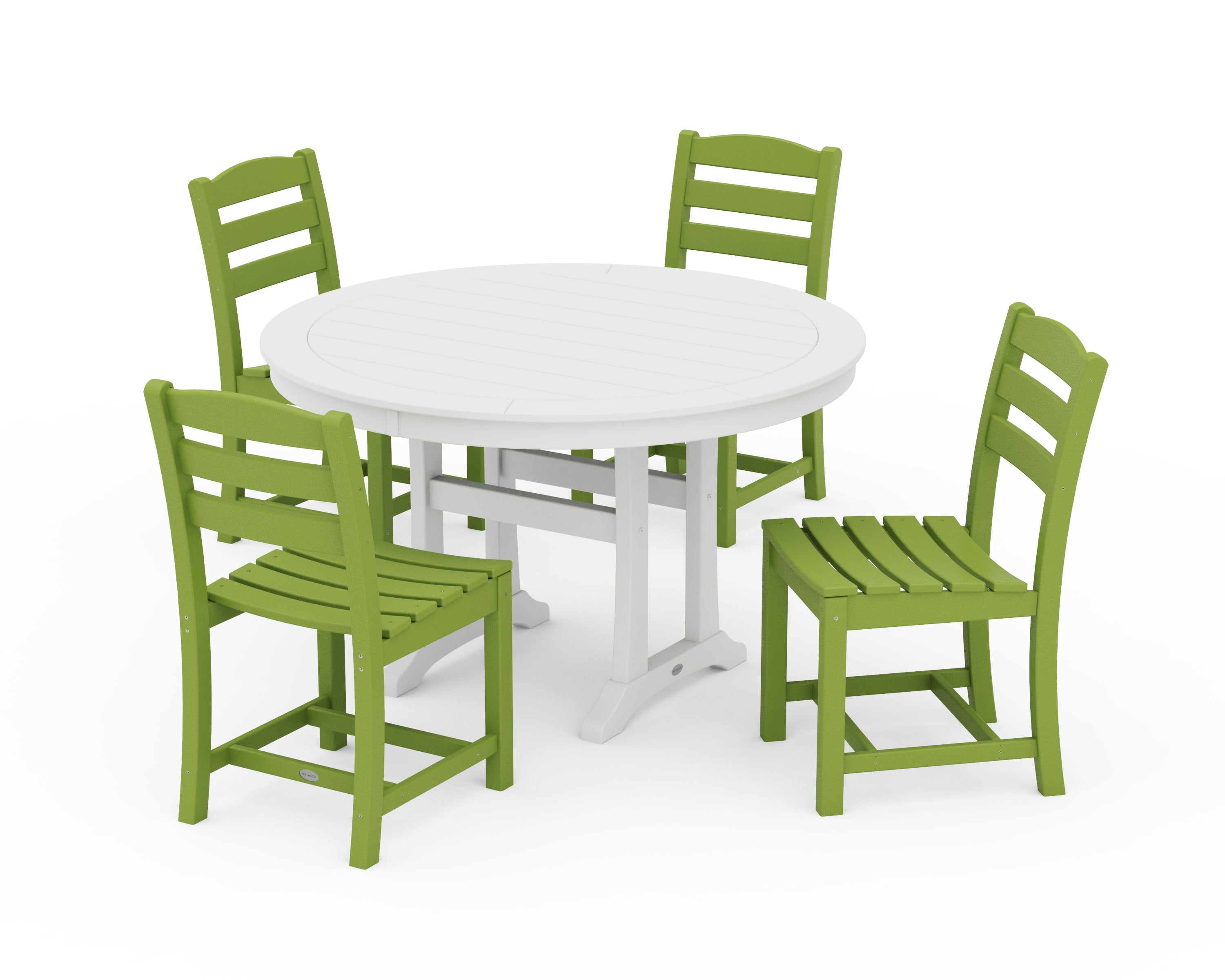 La Casa Caf 5-Piece Side Chair Dining Set in Lime / White