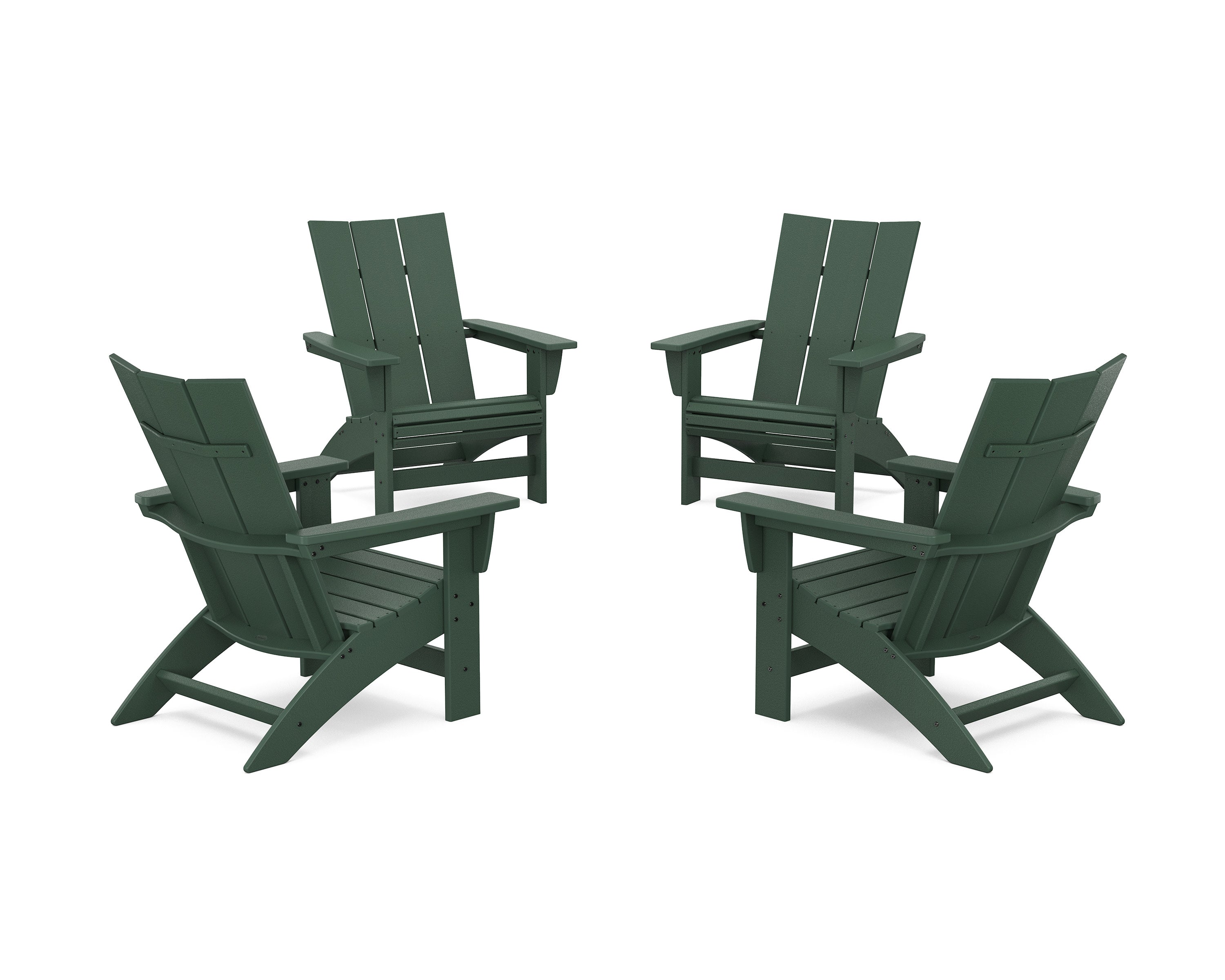 4-Piece Modern Grand Adirondack Chair Conversation Set in Green