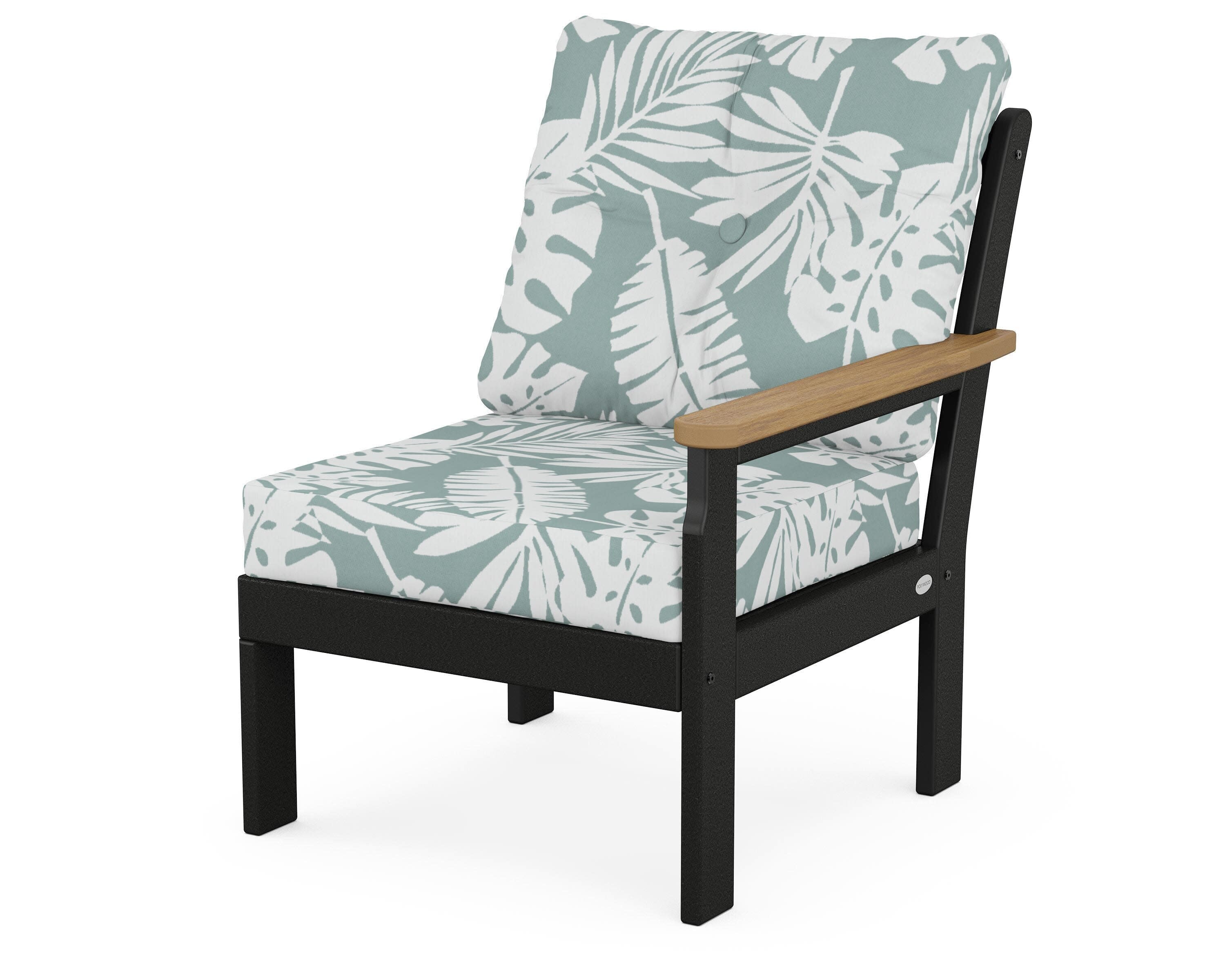 Vineyard Modular Right Arm Chair in Black / Natural / Leaf Glacier Spa