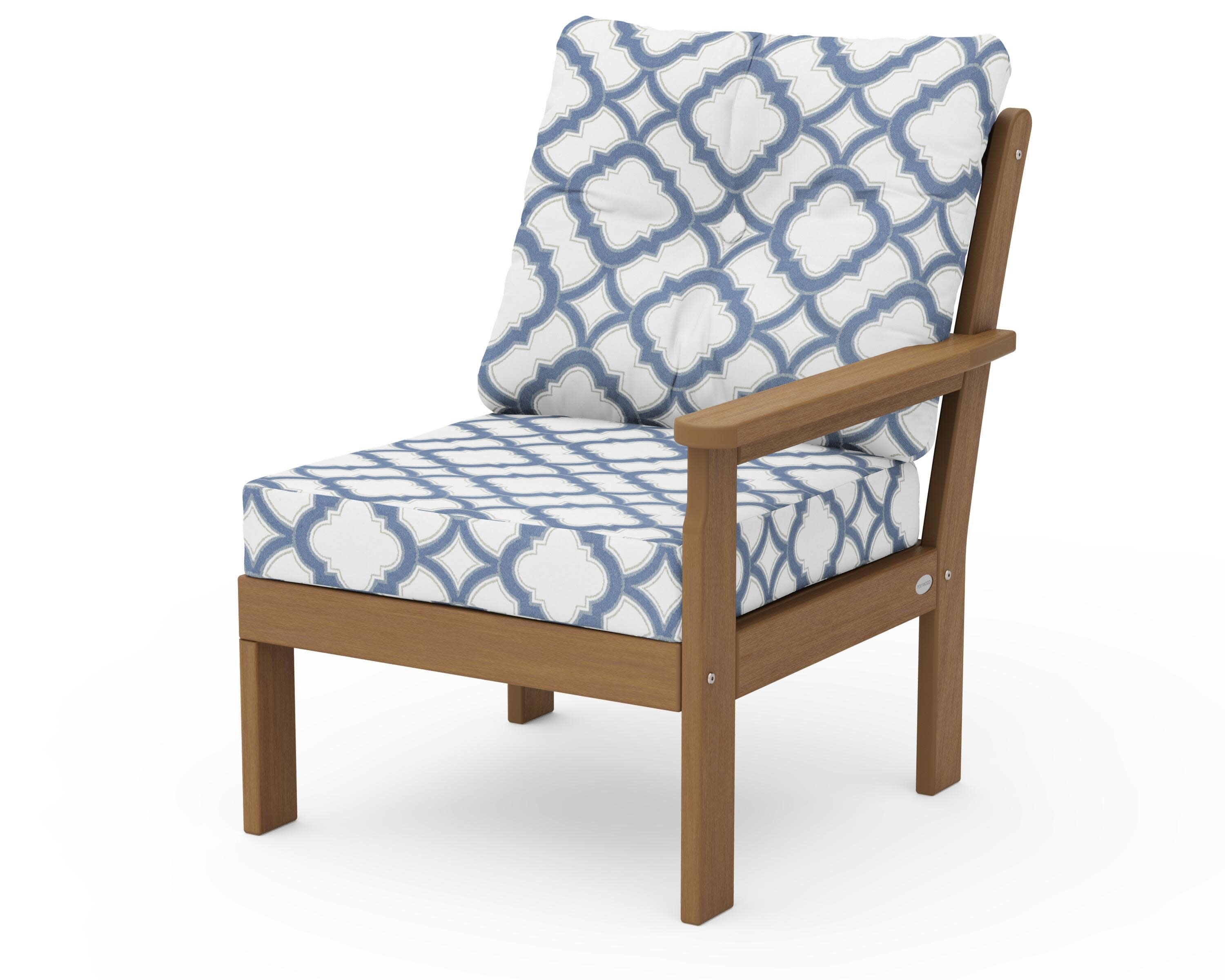 Vineyard Modular Right Arm Chair in Natural / Trellis Sky Blue