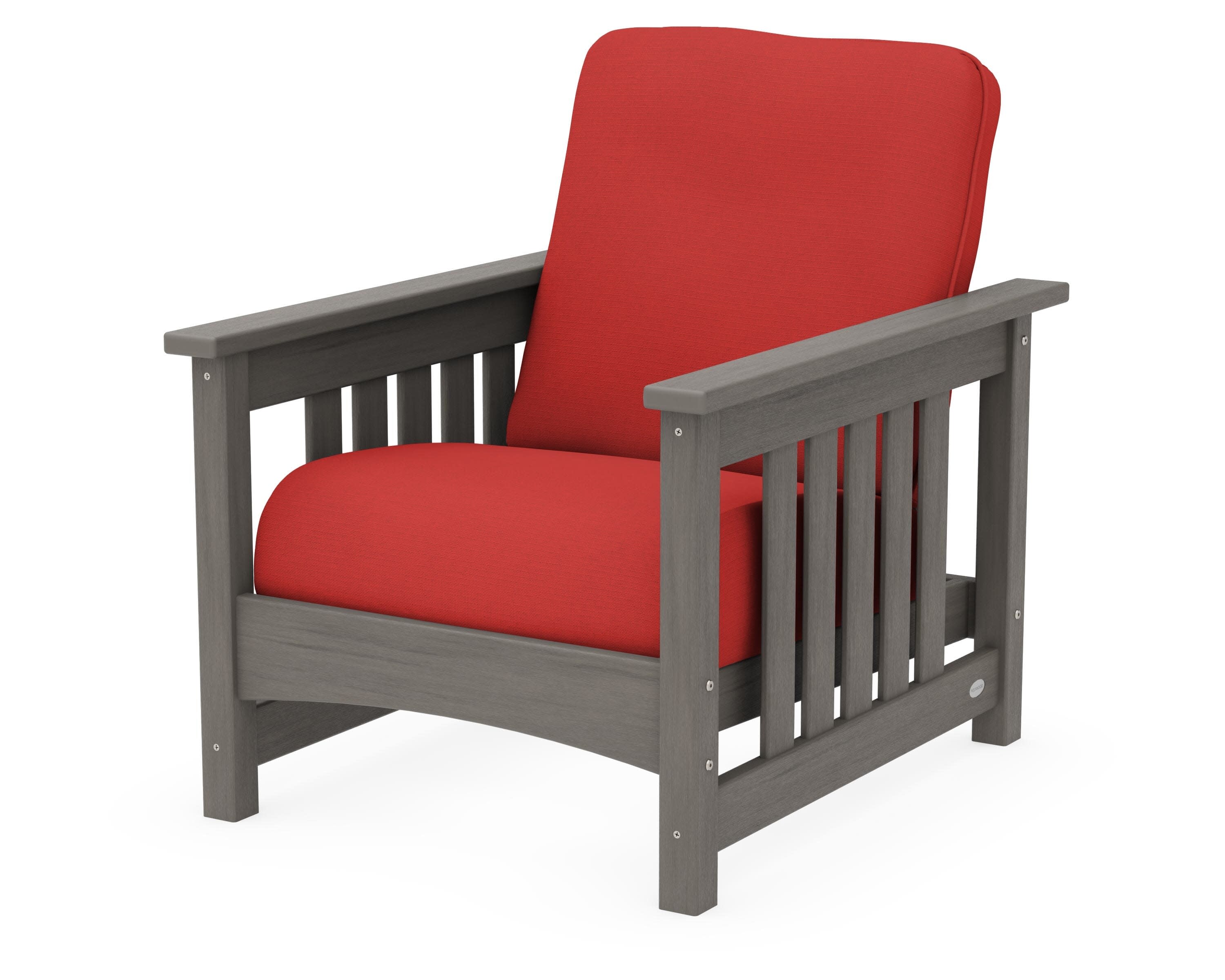 Club Mission Chair in Driftwood / Crimson Linen