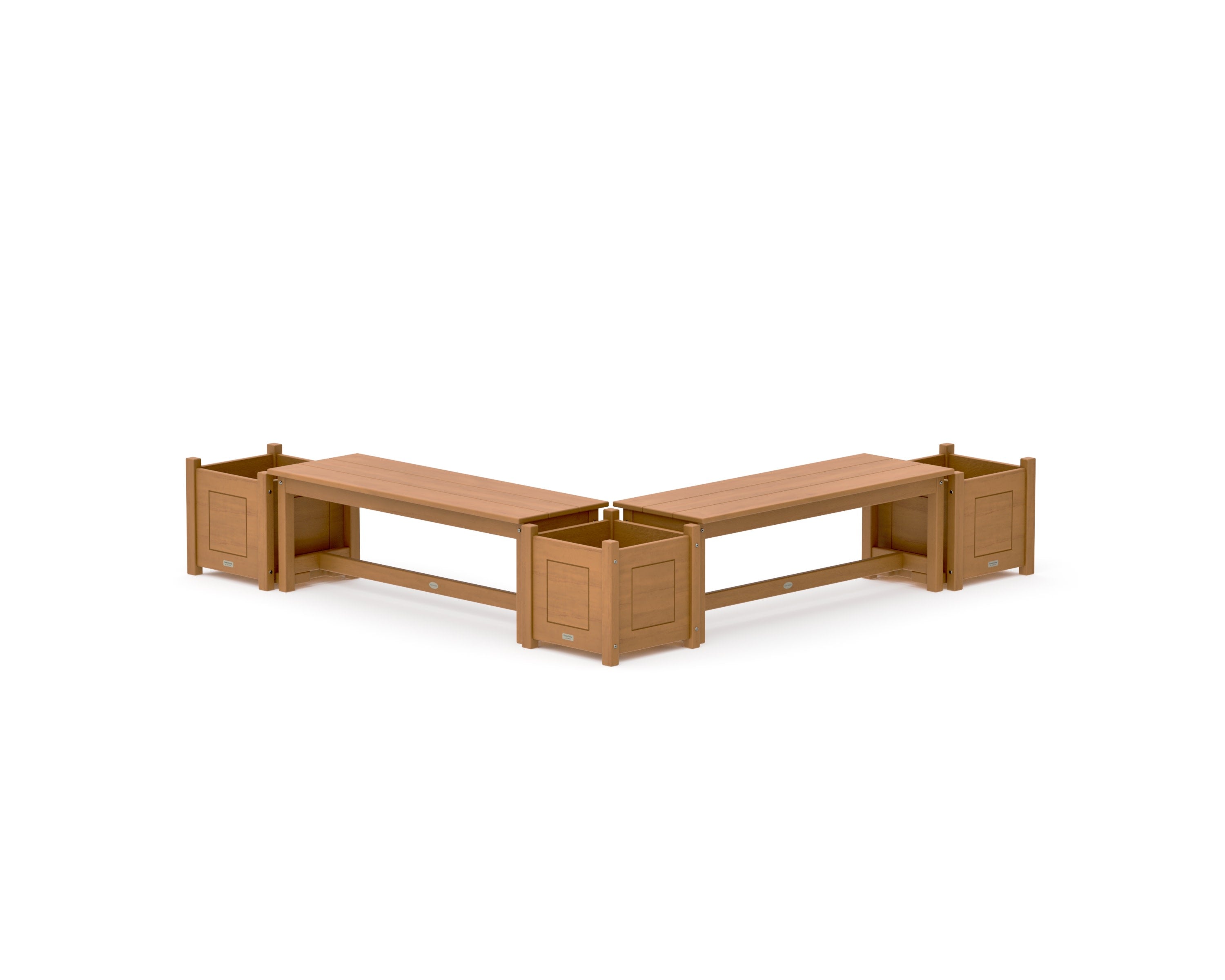 48" Country Living L- Shaped Planter Bench Corner Set in Natural