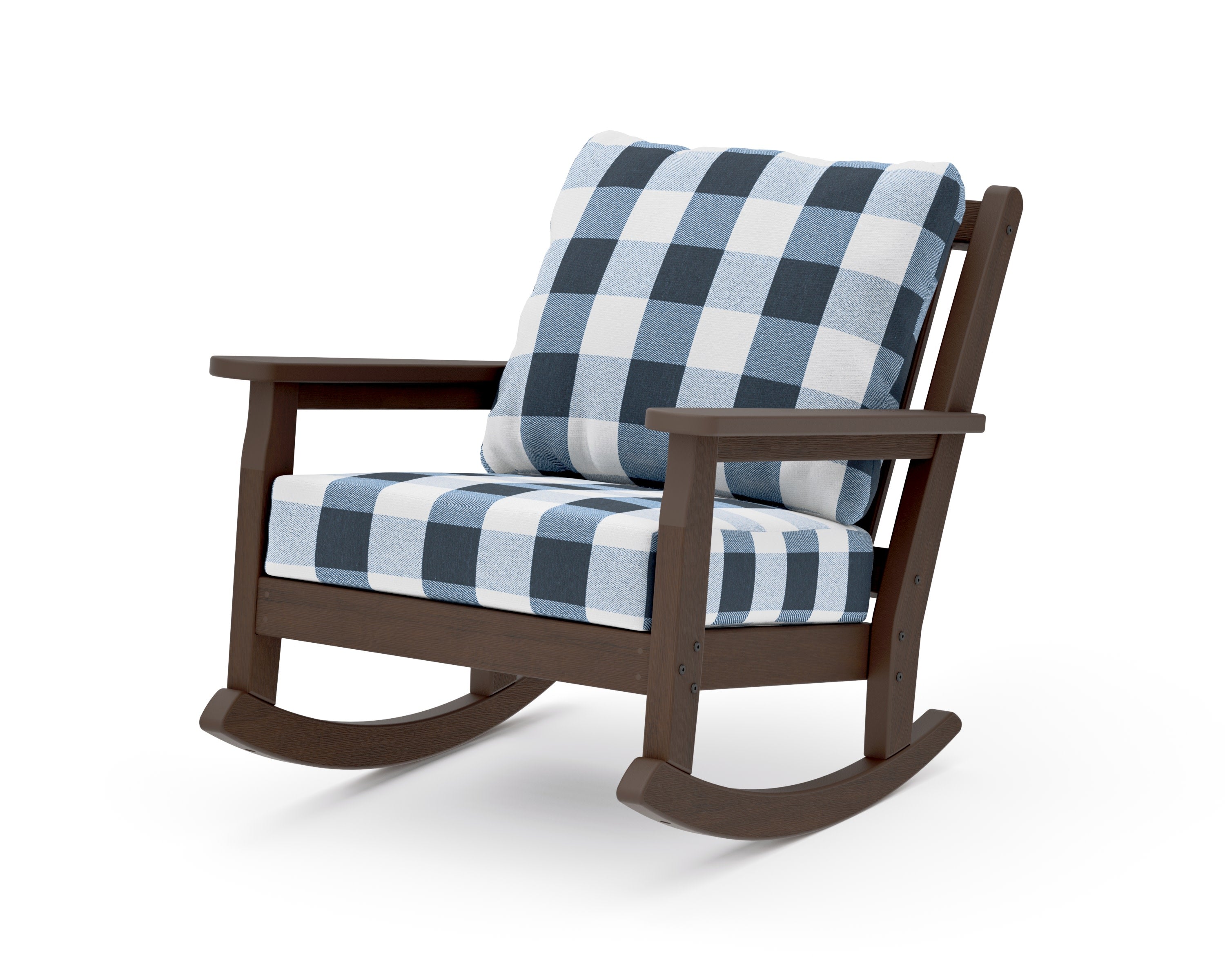 Chippendale Deep Seating Rocking Chair in Kona / Buffalo Plaid Marine Indigo
