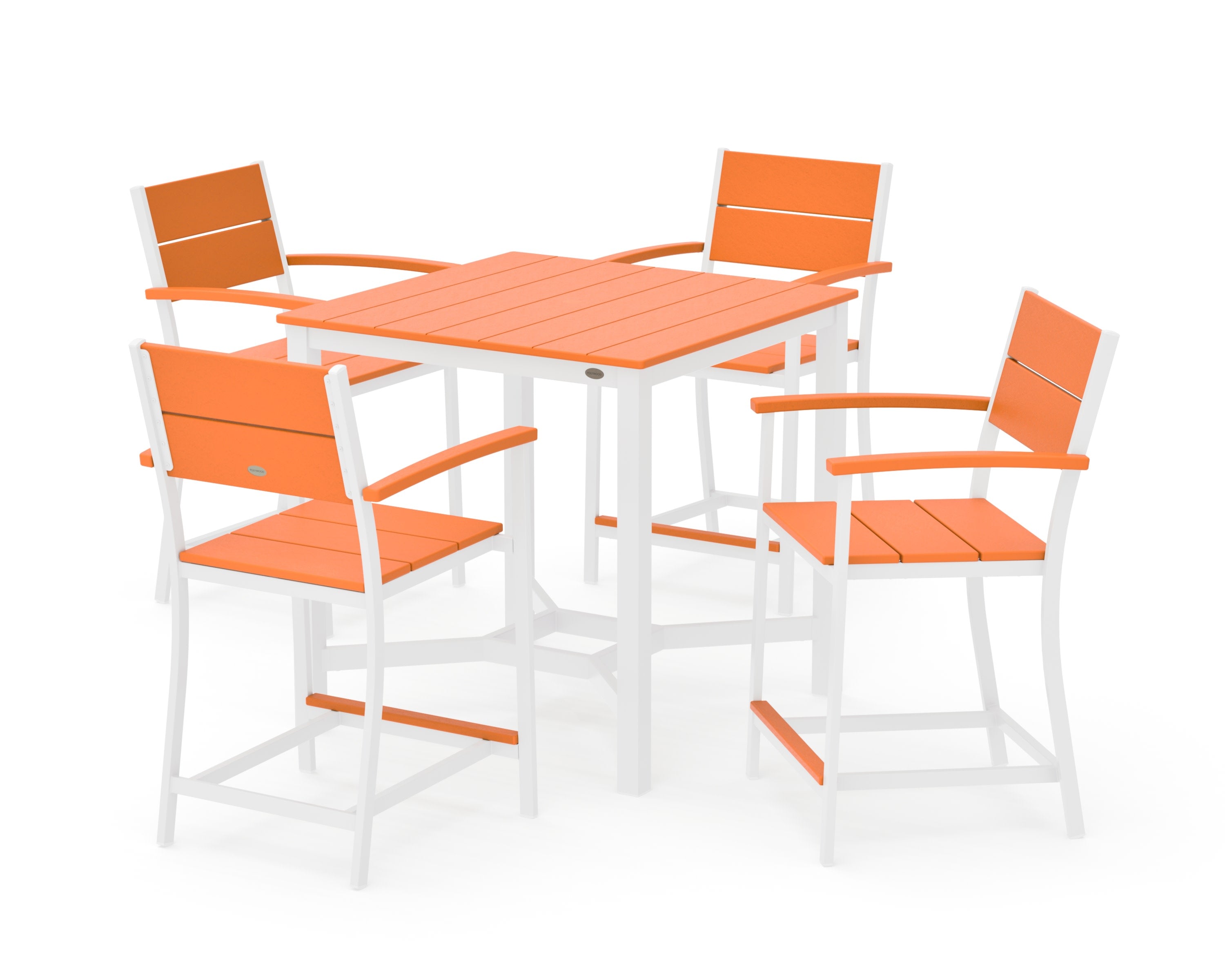 Main Street 5-Piece Counter Set in White / Tangerine