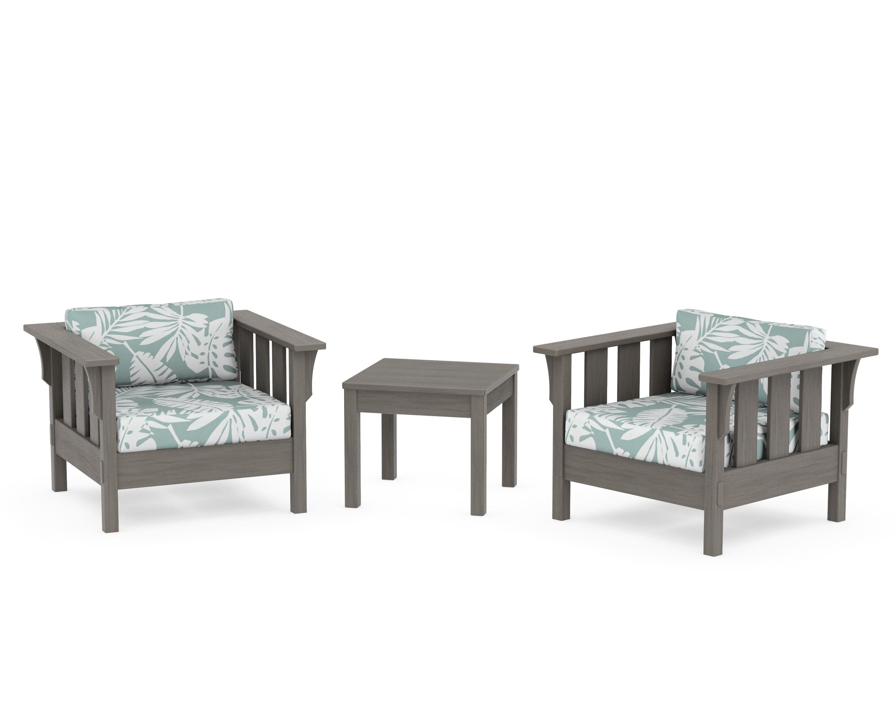 Acadia 3-Piece Deep Seating Set in Driftwood / Leaf Glacier Spa