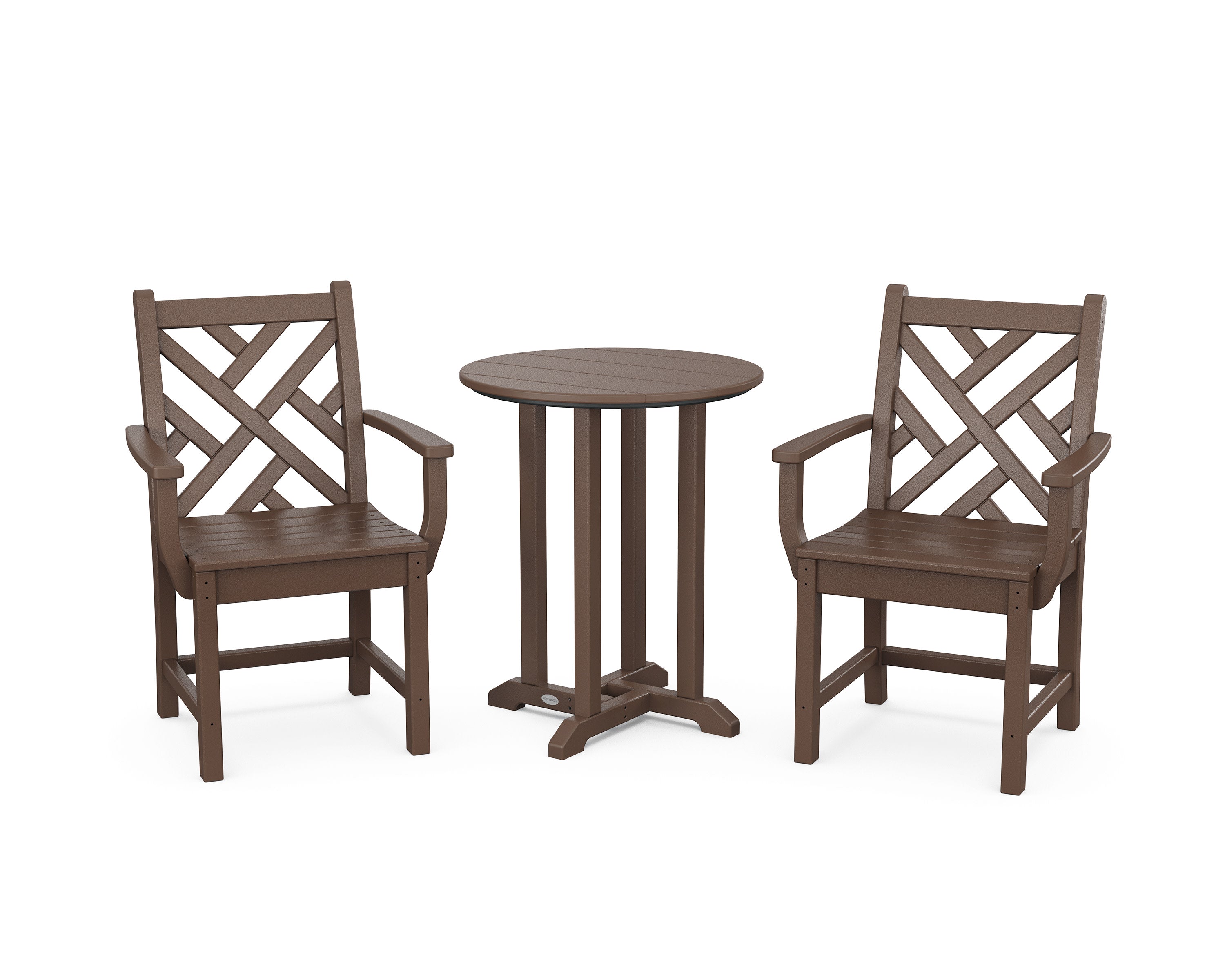 Chippendale 3-Piece Round Bistro Dining Set in Mahogany