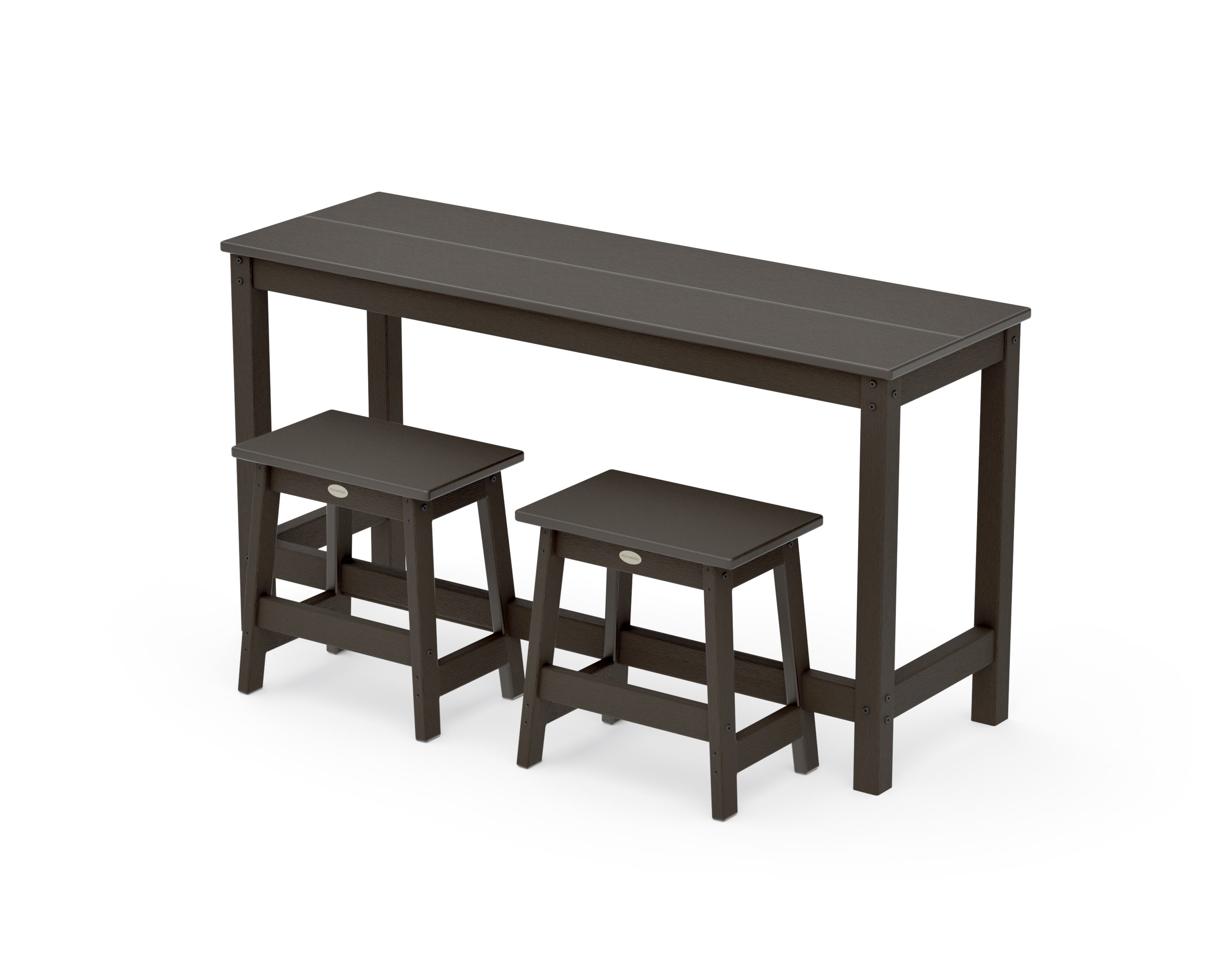 Modern Studio Stool 3-Piece Balcony Set in Vintage Coffee