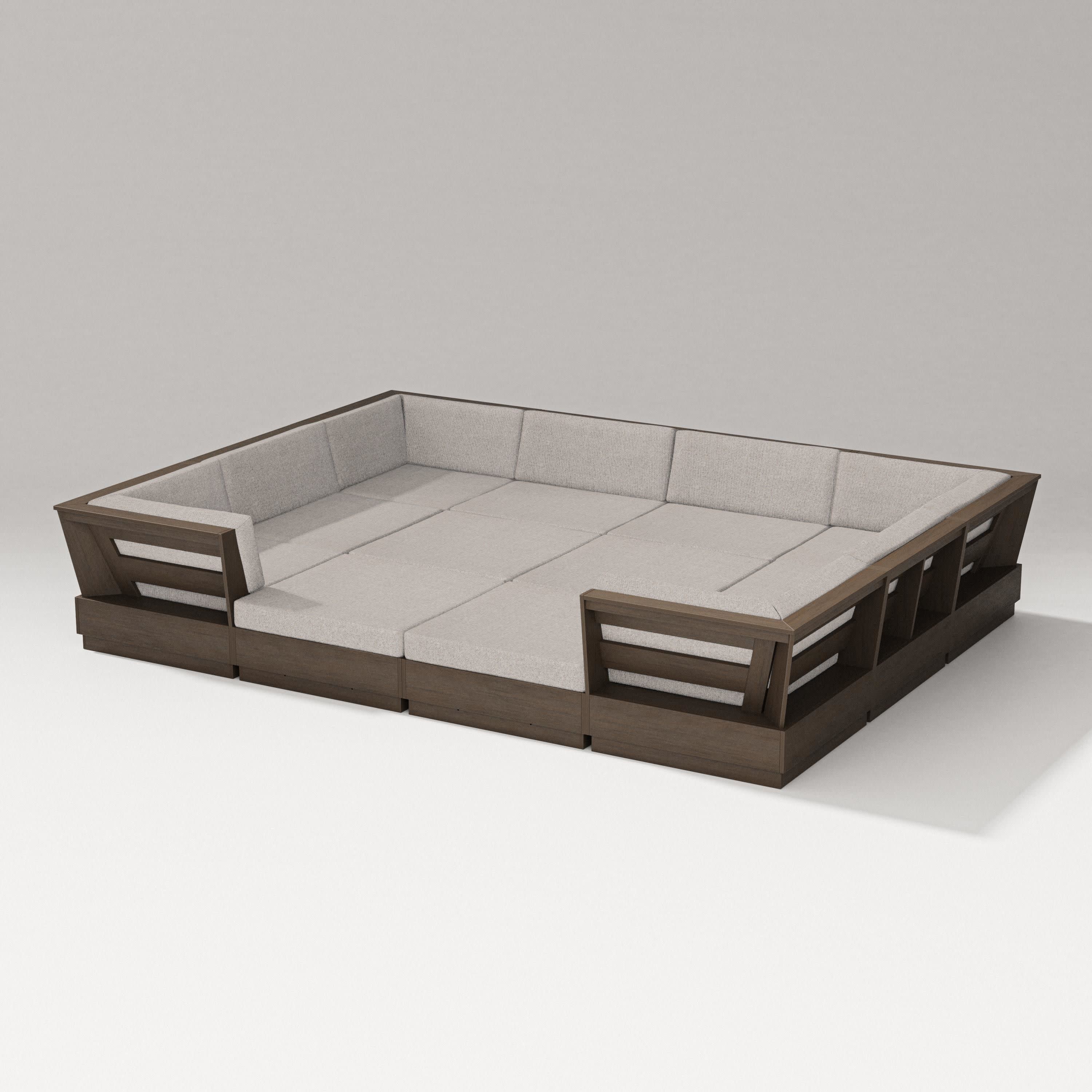 Elevate 12-Piece Pit Sectional in Kona / Weathered Tweed