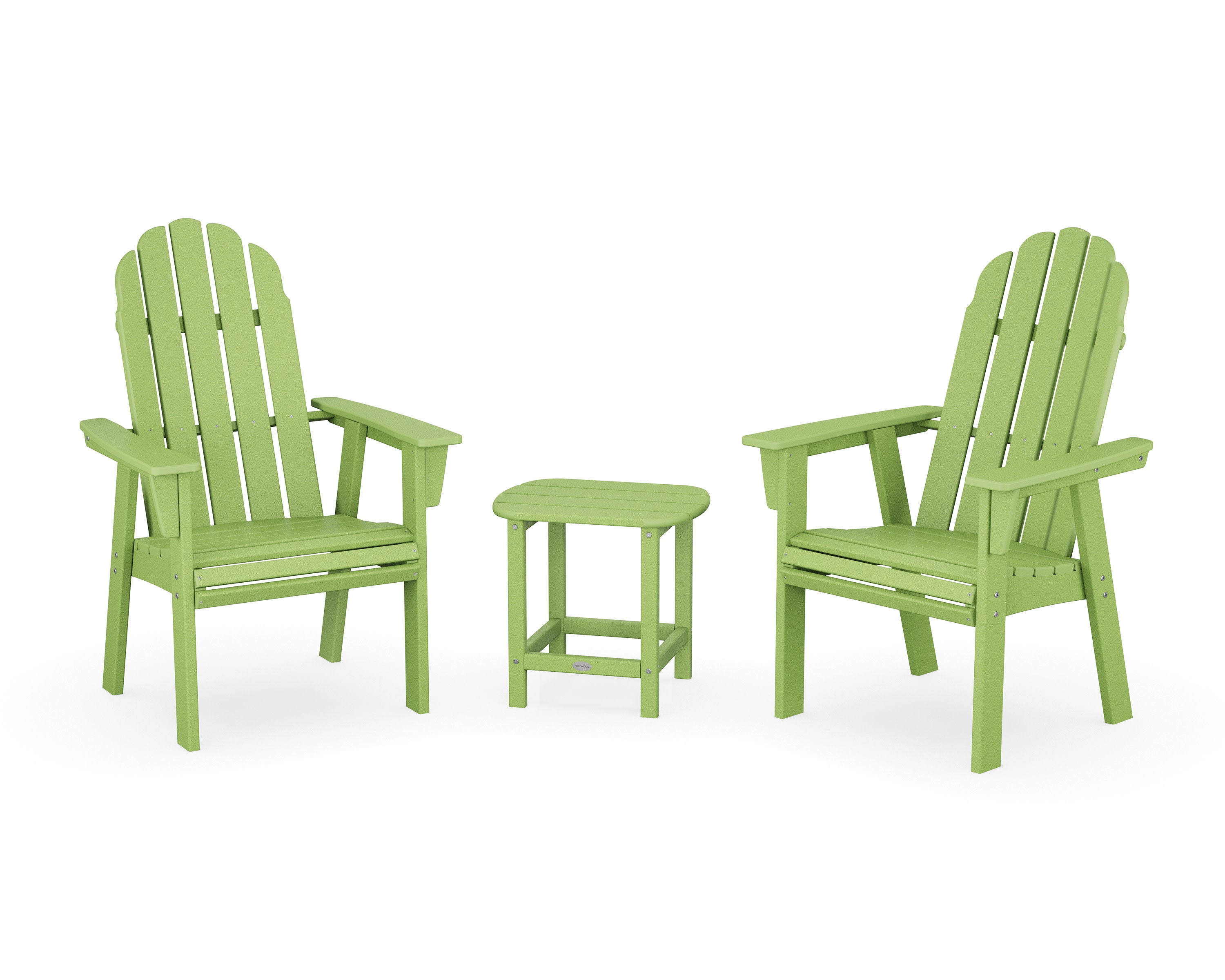 Vineyard 3-Piece Curveback Upright Adirondack Chair Set in Lime