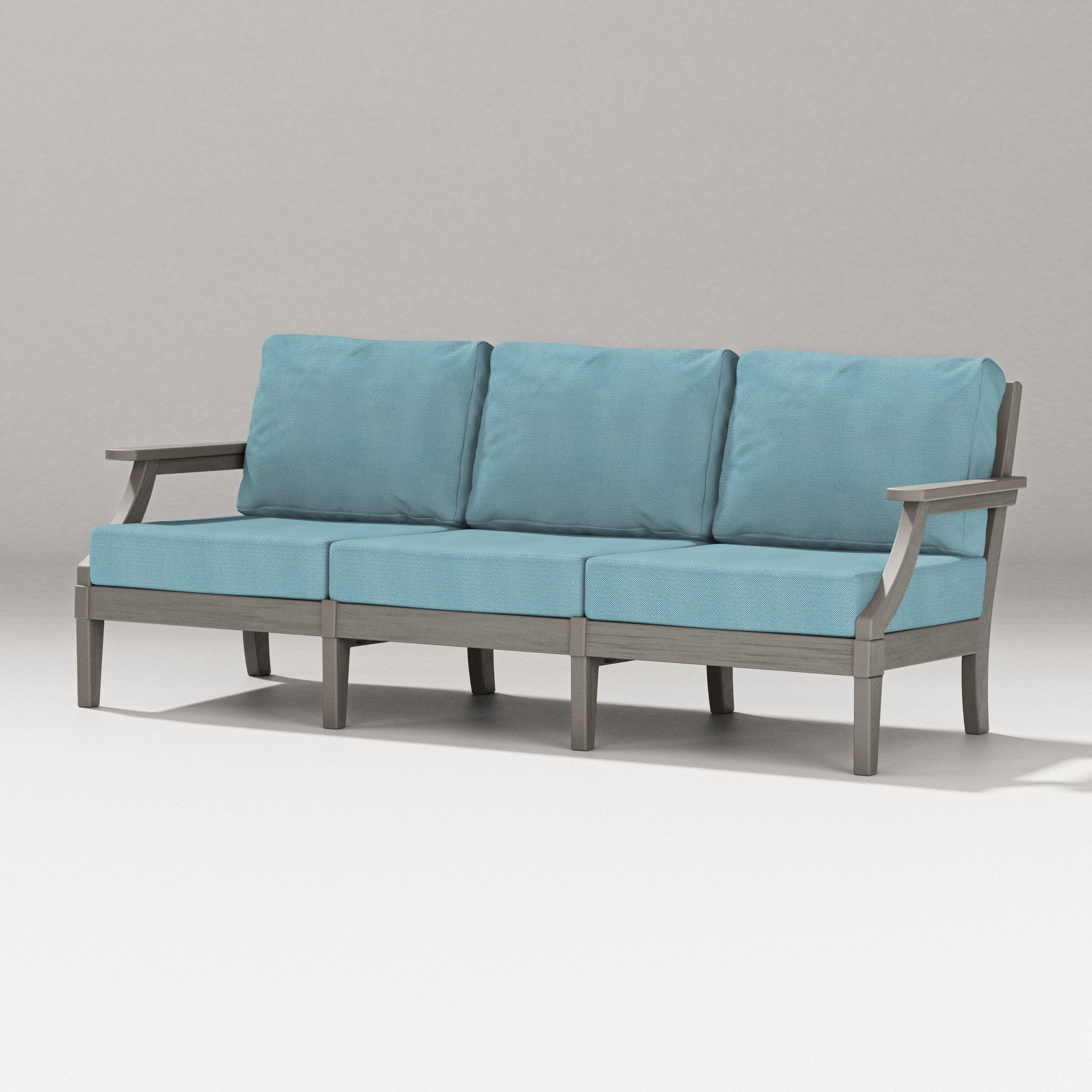Estate Sofa in Driftwood / Lattice Sky Blue