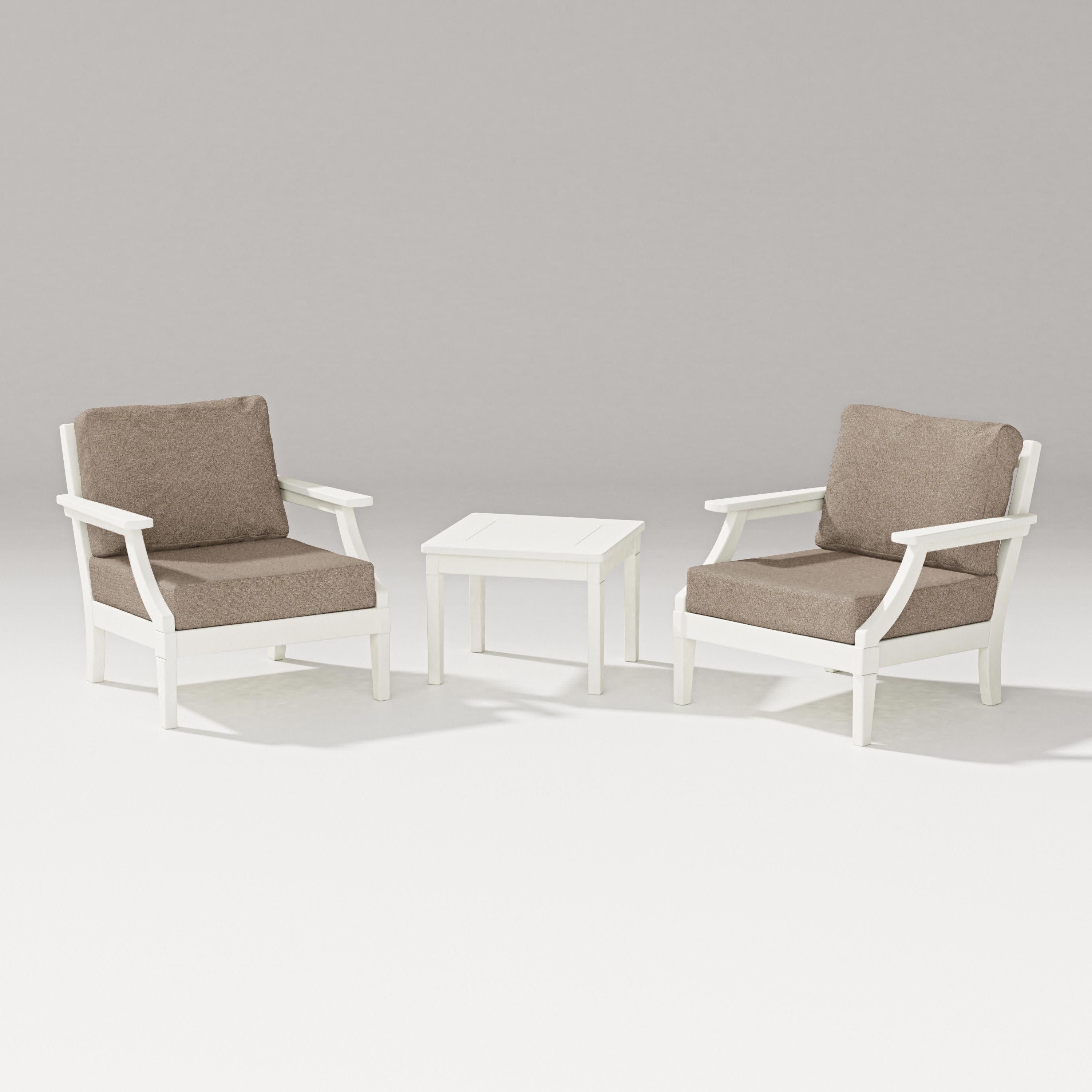 Estate 3-Piece Lounge Chair Set in Vintage White / Spiced Burlap
