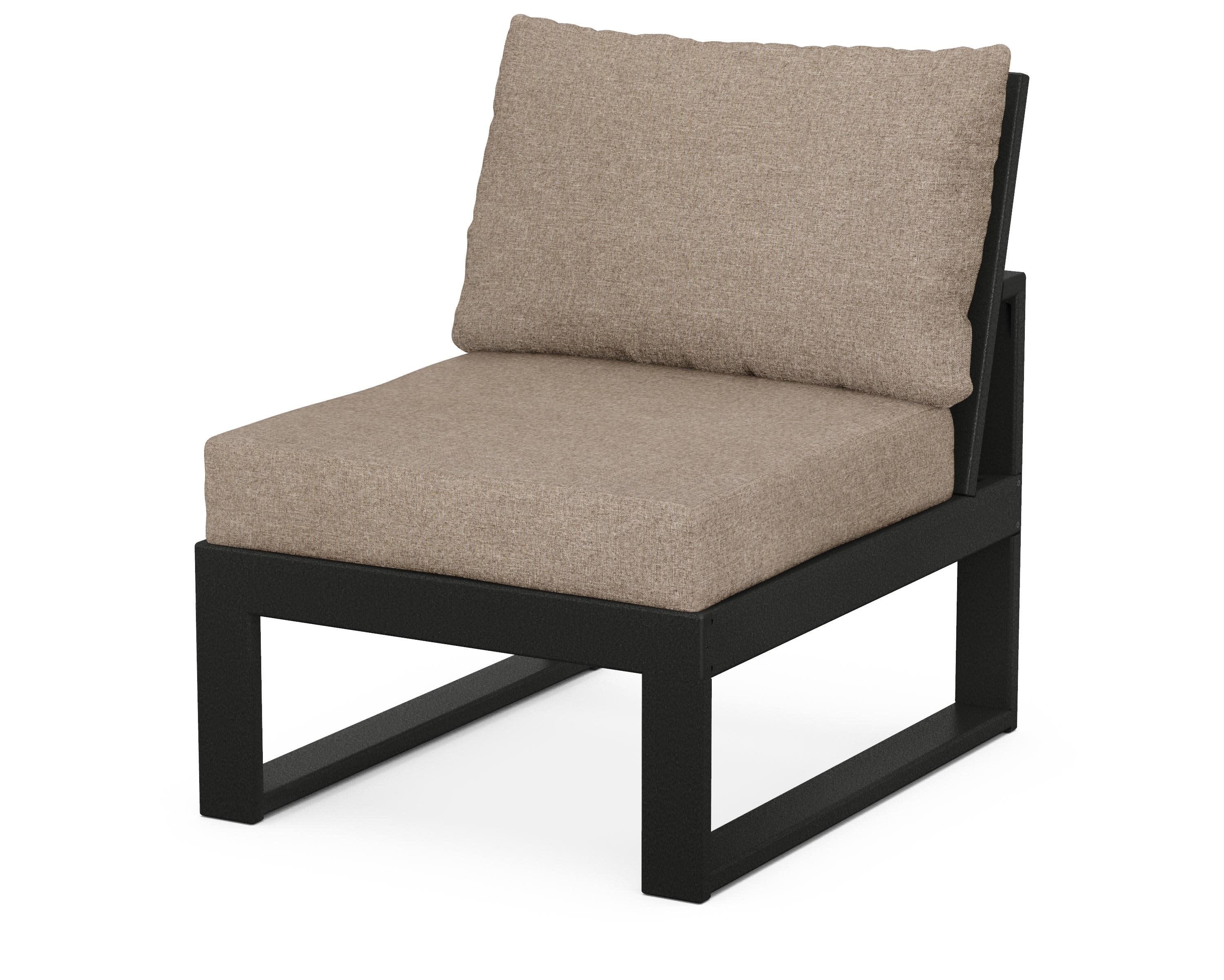 Modular Armless Chair in Black / Spiced Burlap