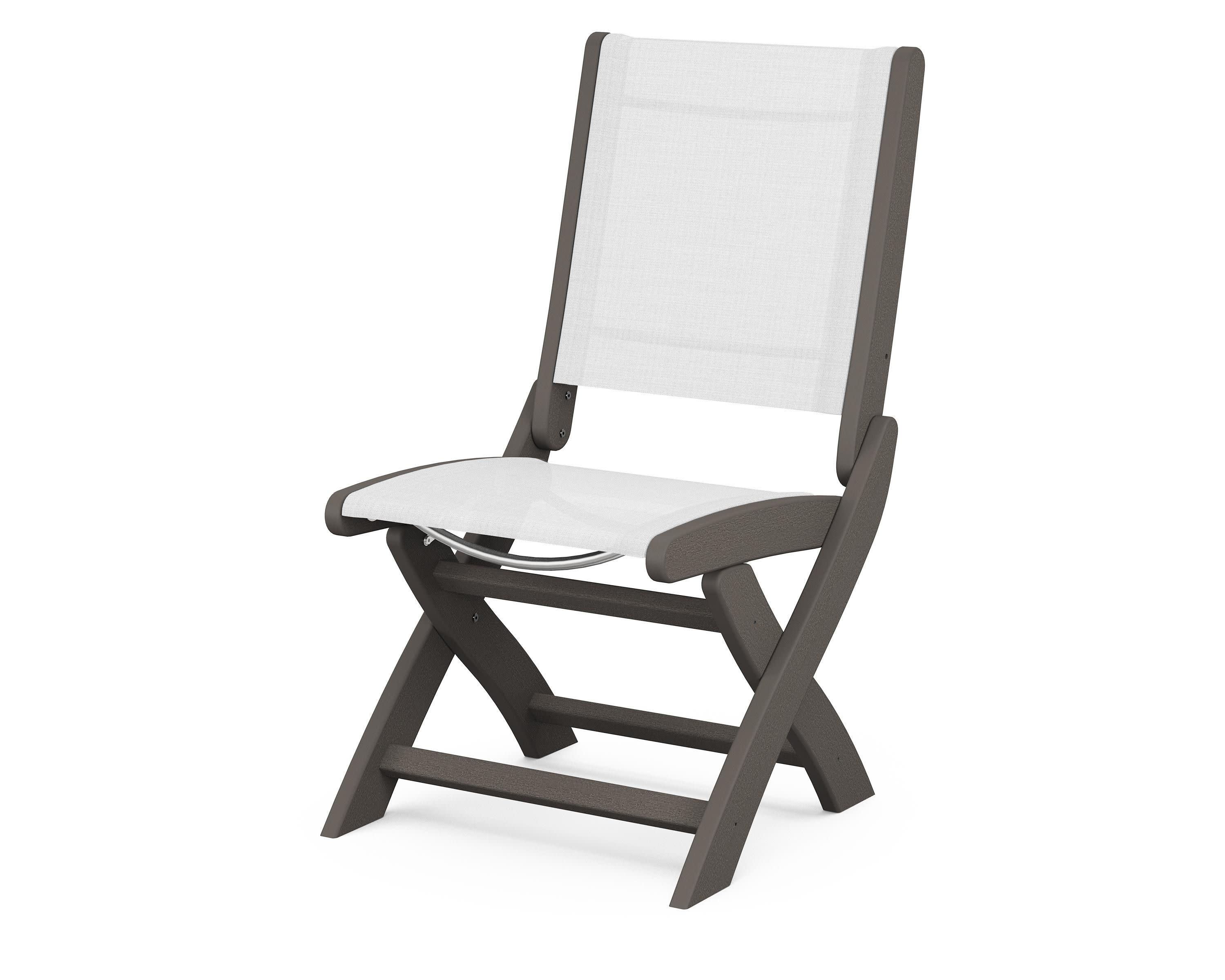 Coastal Folding Side Chair in Vintage Coffee / White Sling