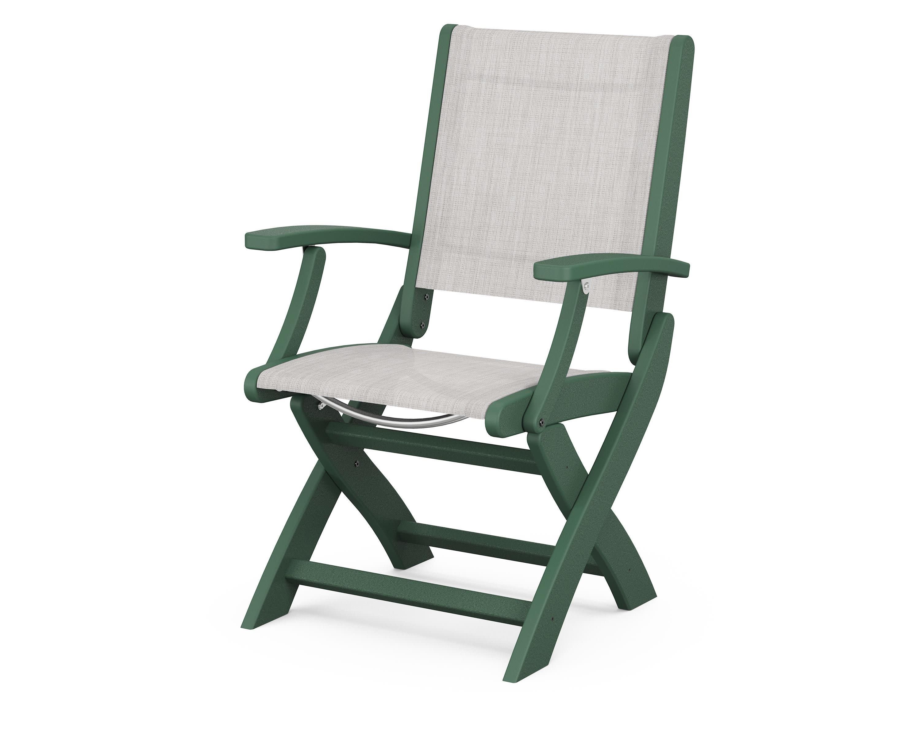 Coastal Folding Chair in Green / Parchment Sling