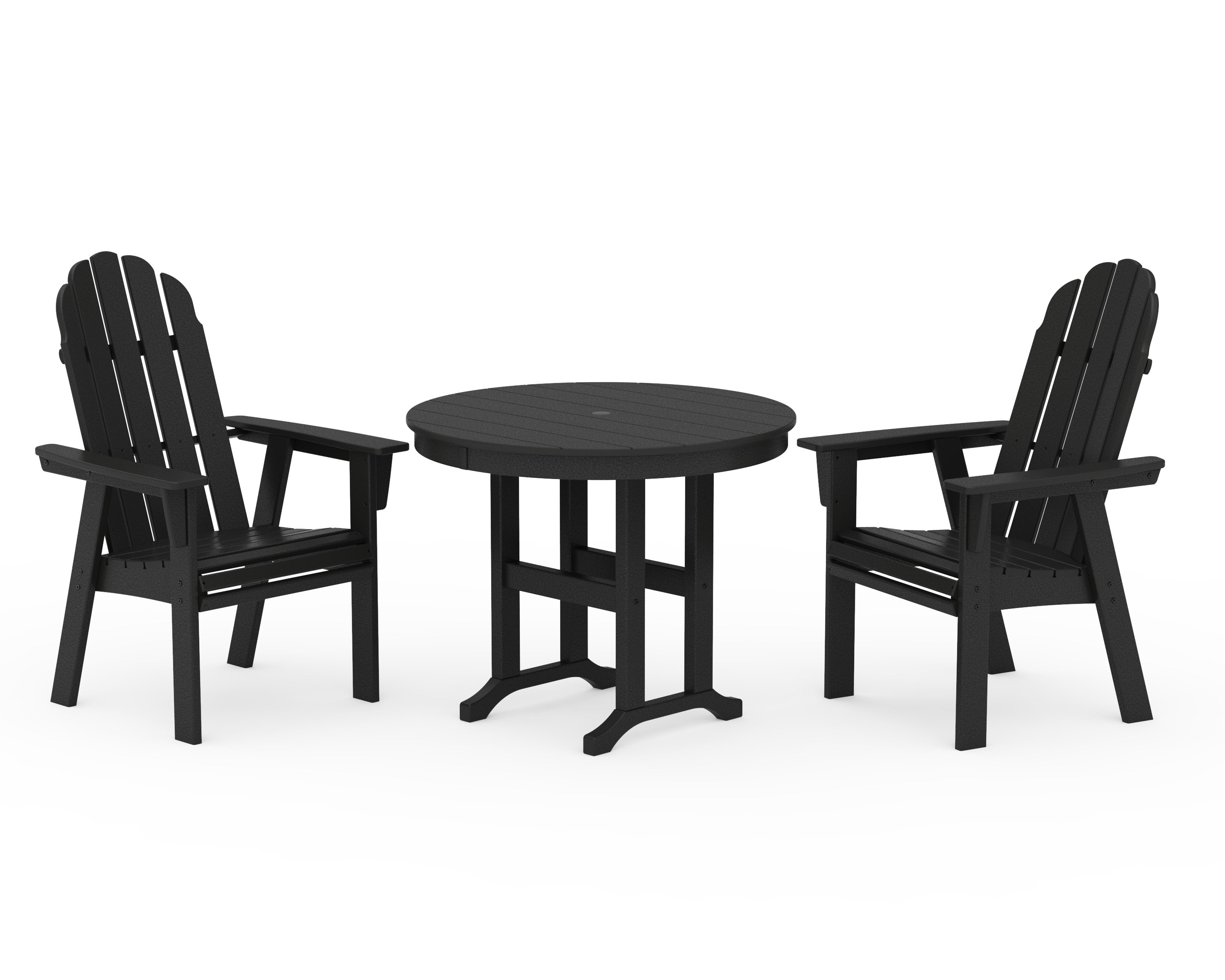 Vineyard Adirondack 3-Piece Round Dining Set in Black