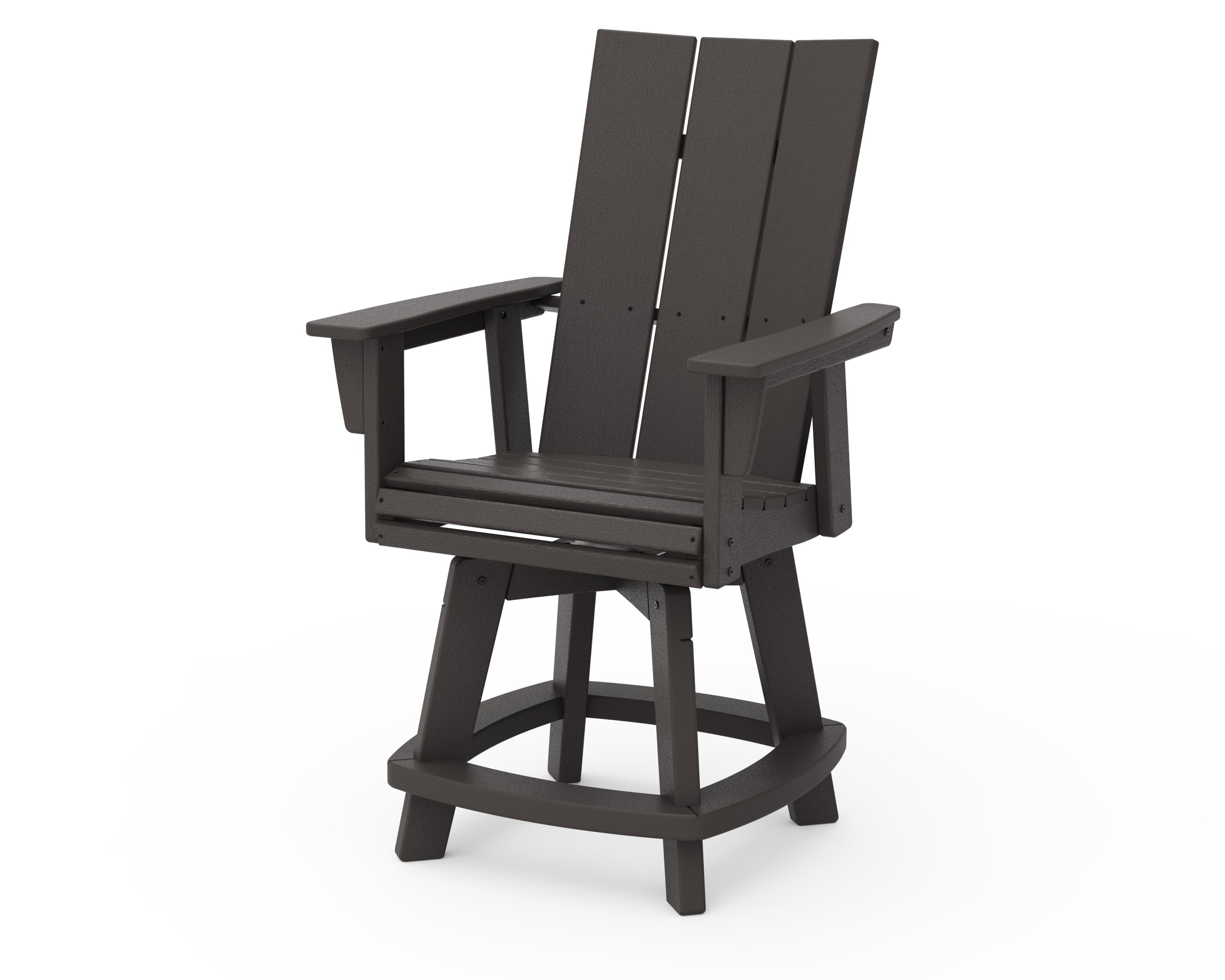 Modern Curveback Adirondack Swivel Counter Chair in Vintage Coffee