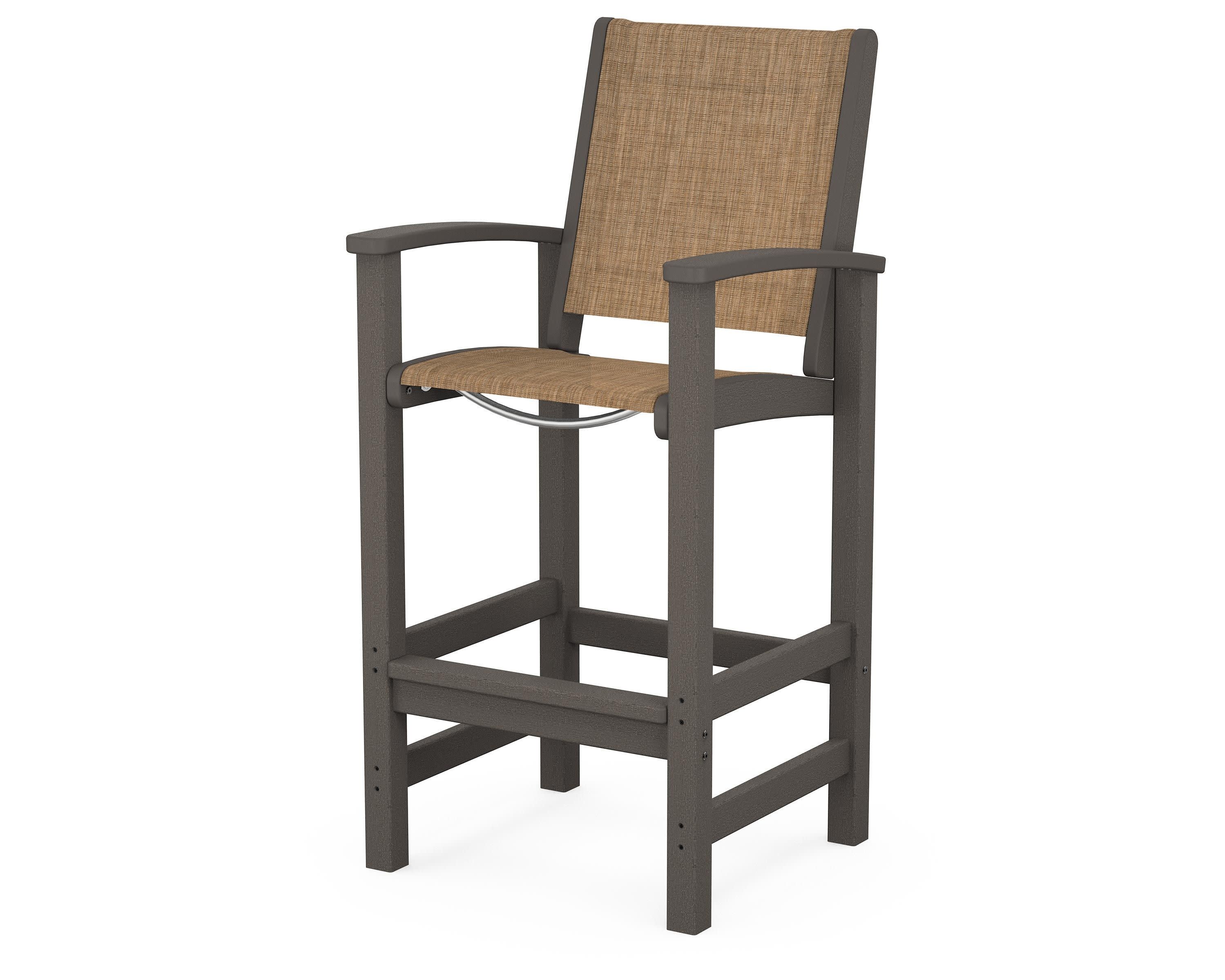 Coastal Bar Chair in Vintage Coffee / Burlap Sling