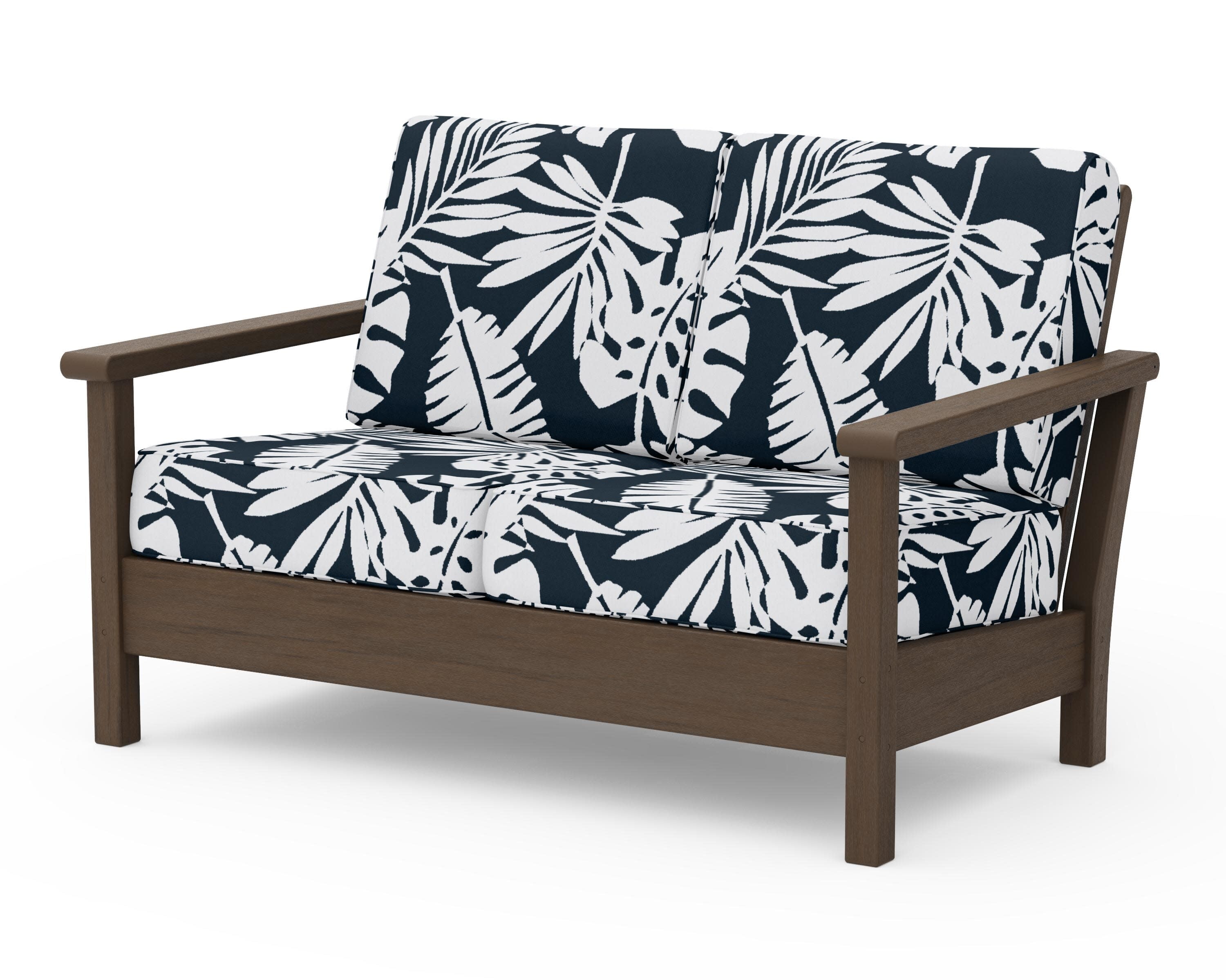 Harbour Deep Seating Loveseat in Kona / Leaf Marine Indigo