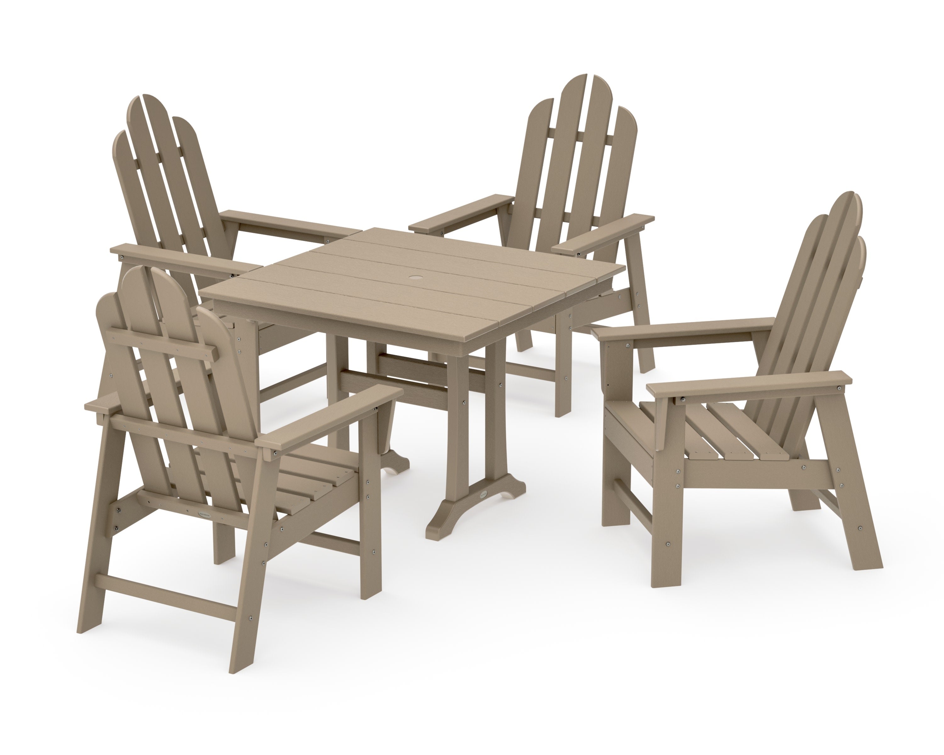 Long Island 5-Piece Farmhouse Dining Set With Trestle Legs in Vintage Sahara
