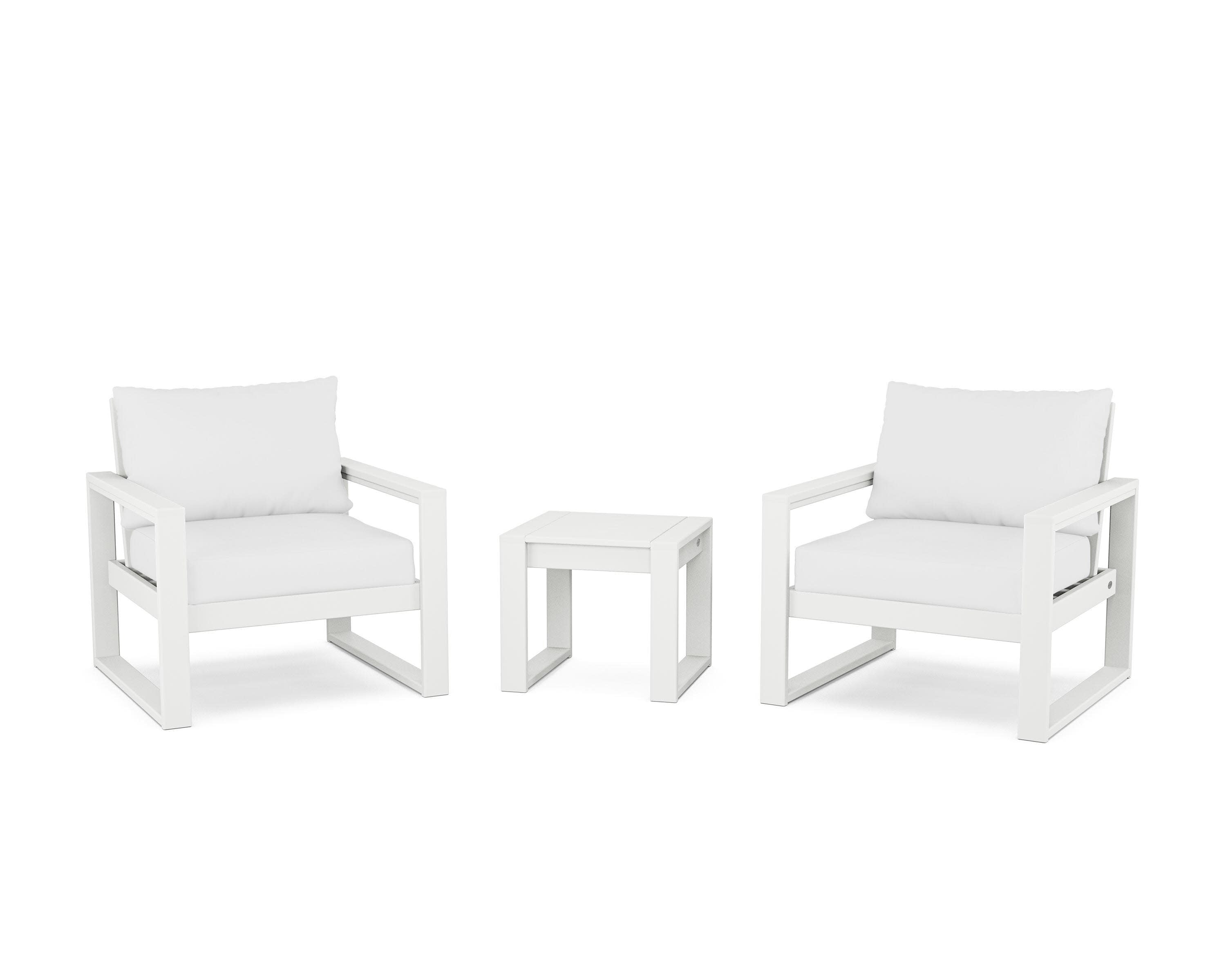 EDGE Sectional 3-Piece Deep Seating Set in White / Natural