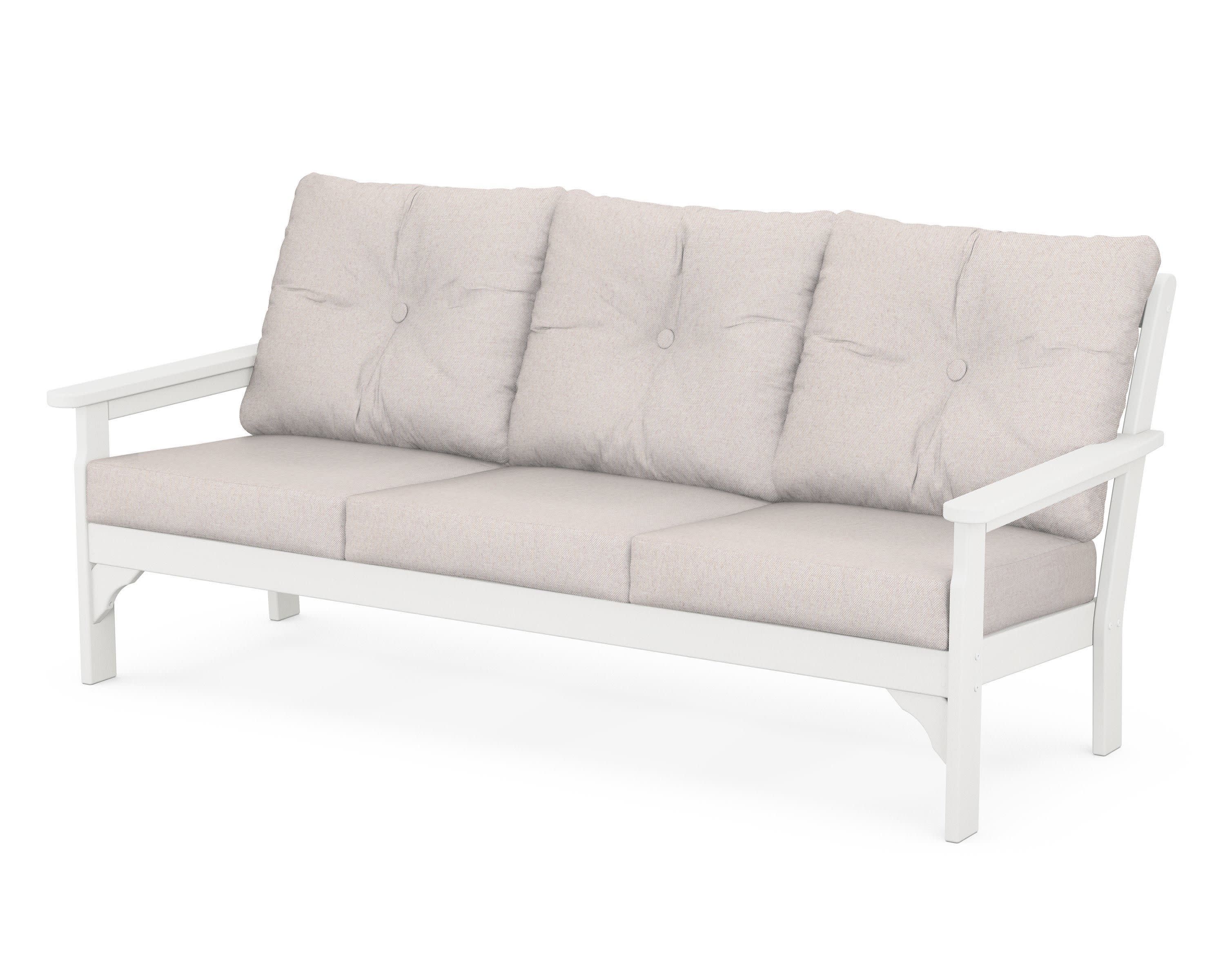 Vineyard Deep Seating Sofa in Vintage White / Dune Burlap