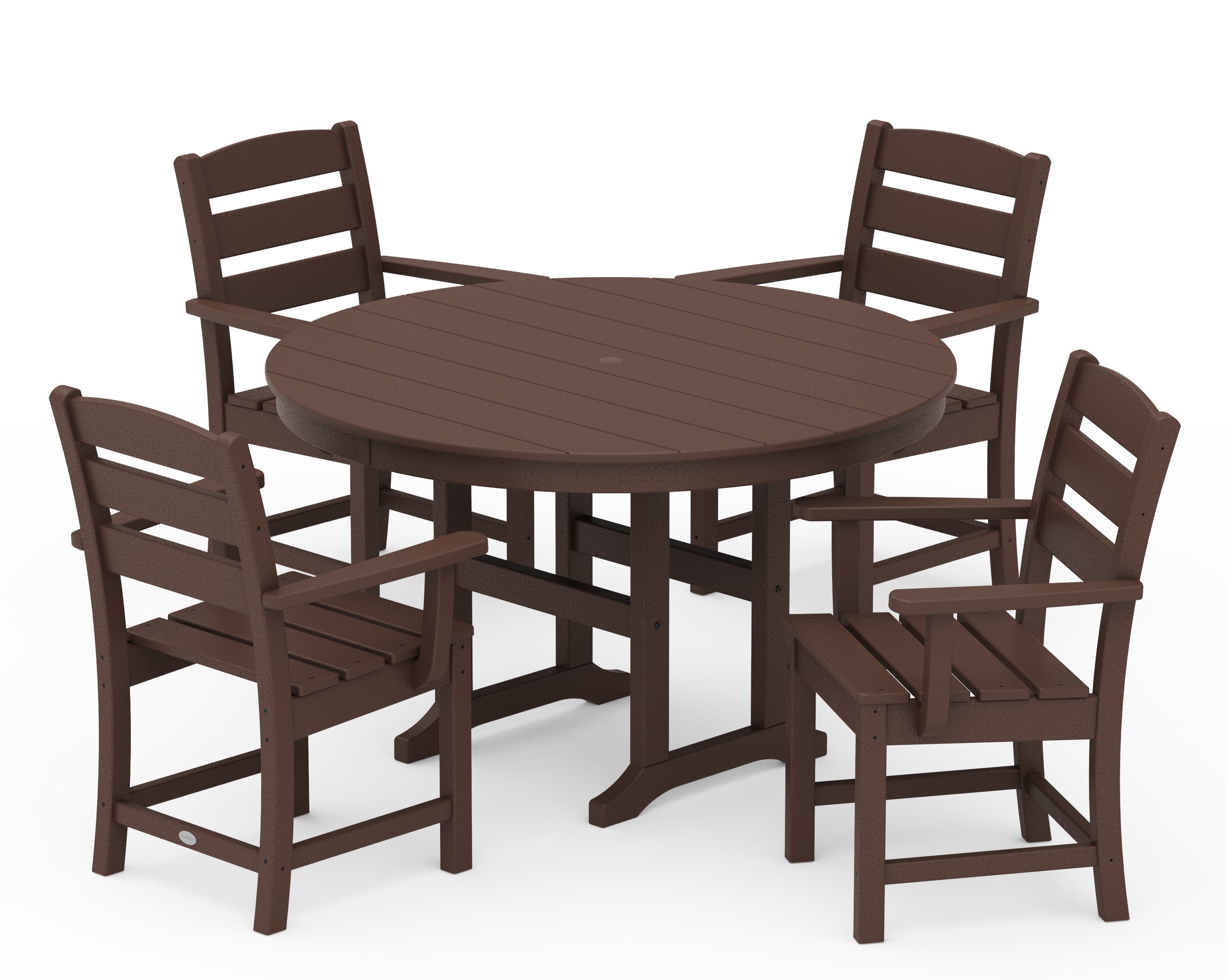 Lakeside 5-Piece Round Farmhouse Dining Set in Mahogany
