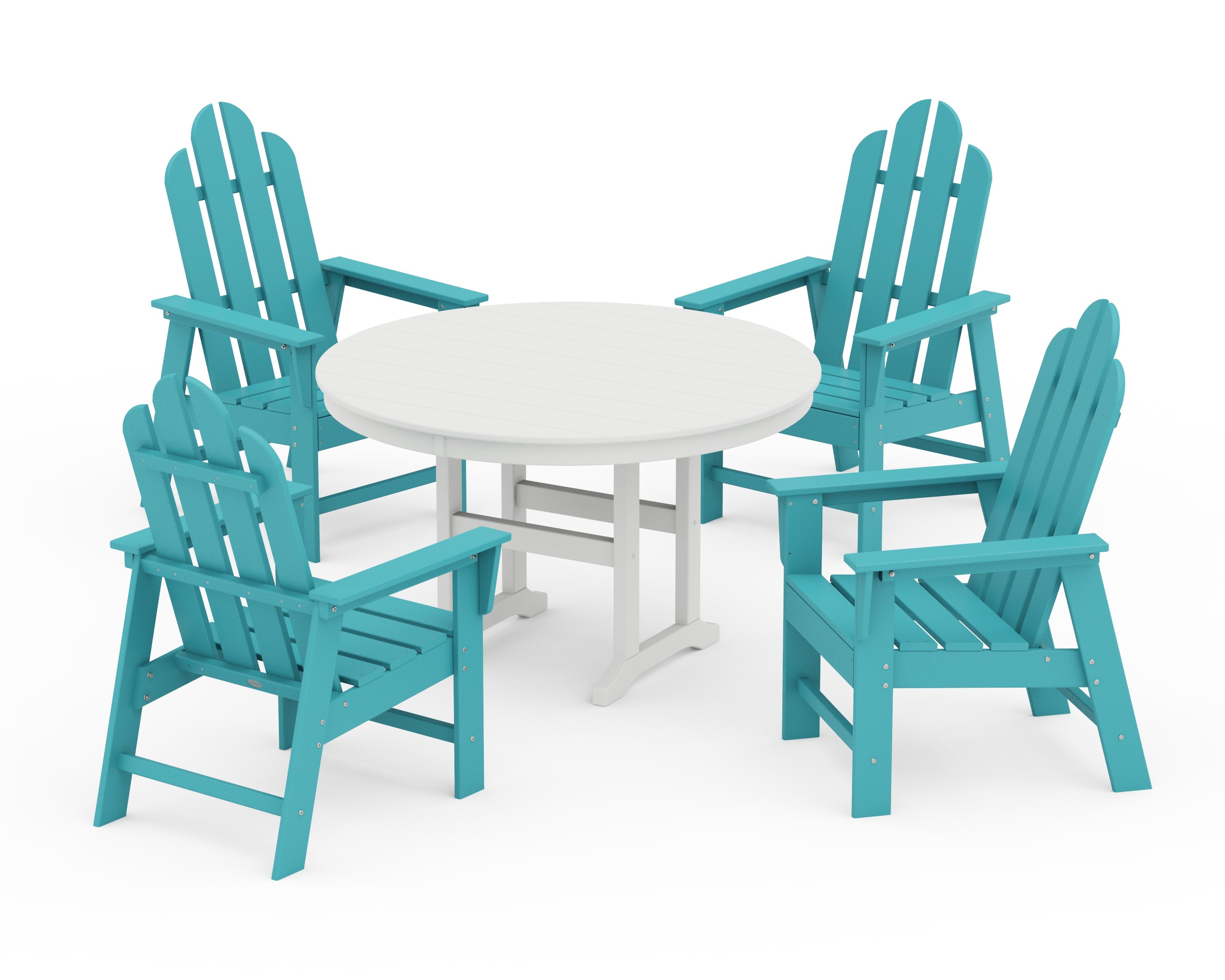 Long Island 5-Piece Round Farmhouse Dining Set in Aruba / White