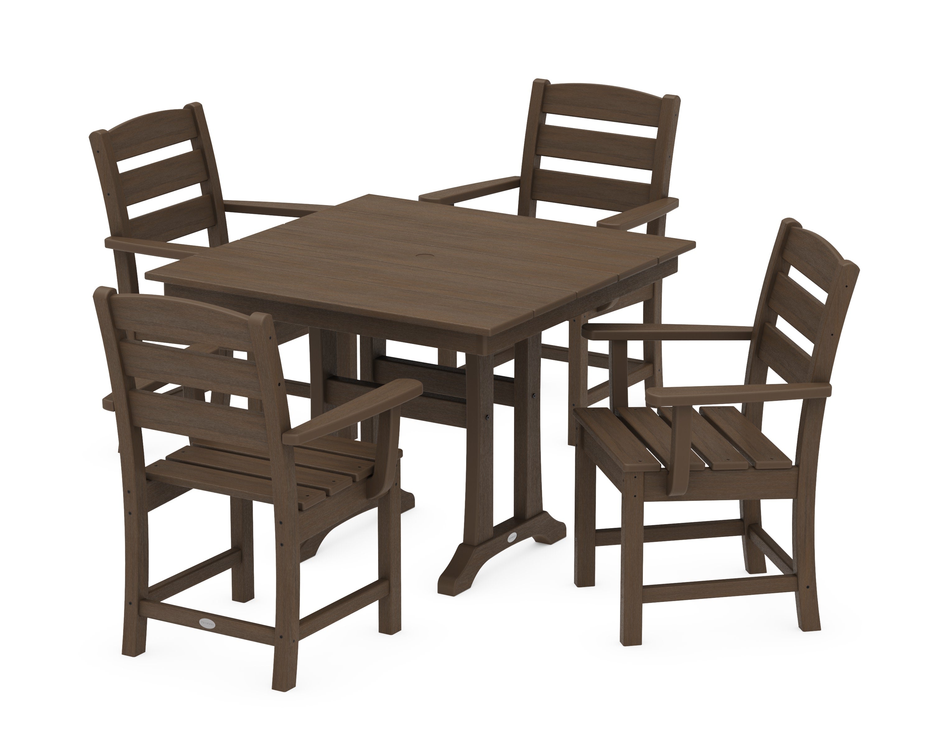 Lakeside 5-Piece Farmhouse Trestle Arm Chair Dining Set in Kona