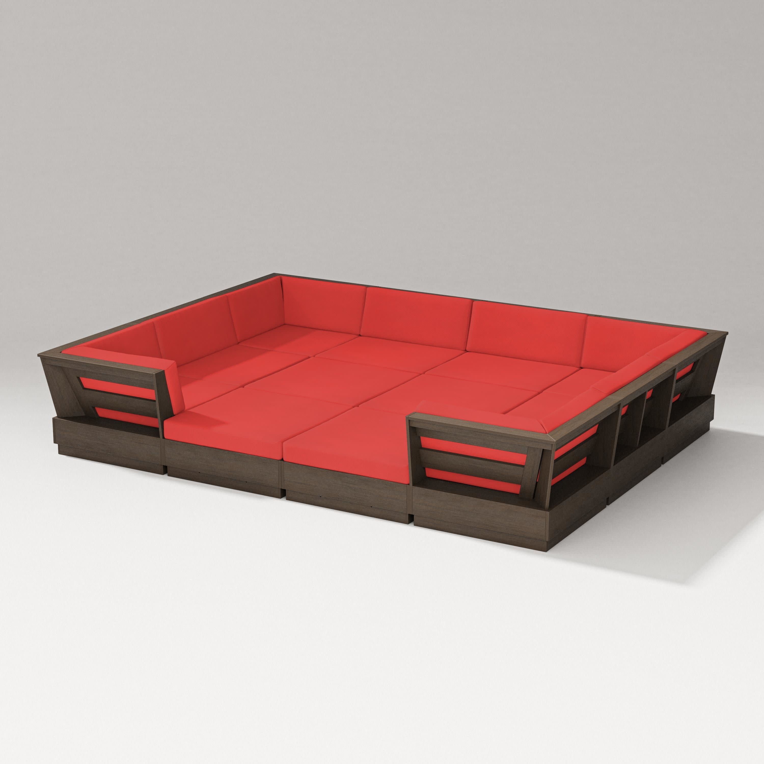 Elevate 12-Piece Pit Sectional in Kona / Crimson Linen