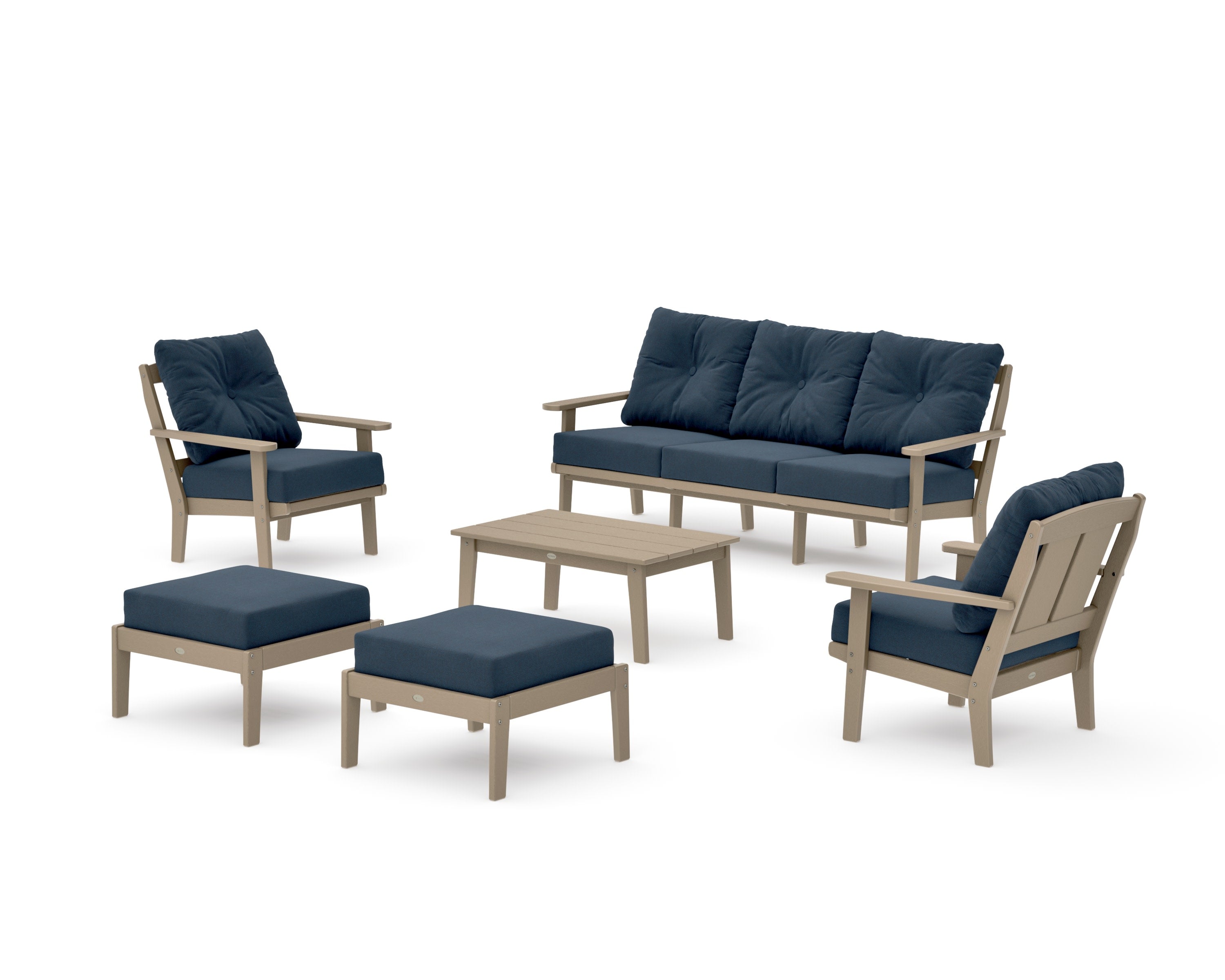 Mission 6-Piece Lounge Sofa Set in Vintage Sahara / Marine Indigo