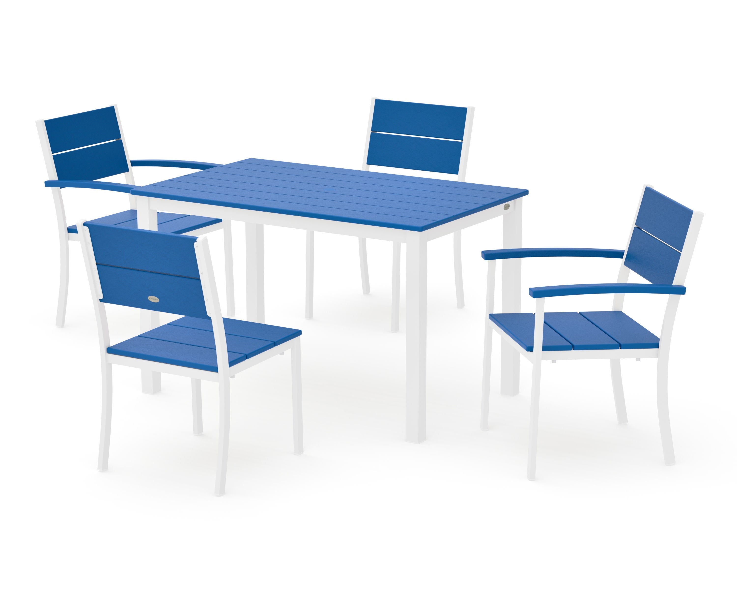 Main Street 5-Piece Dining Set in White / Pacific Blue