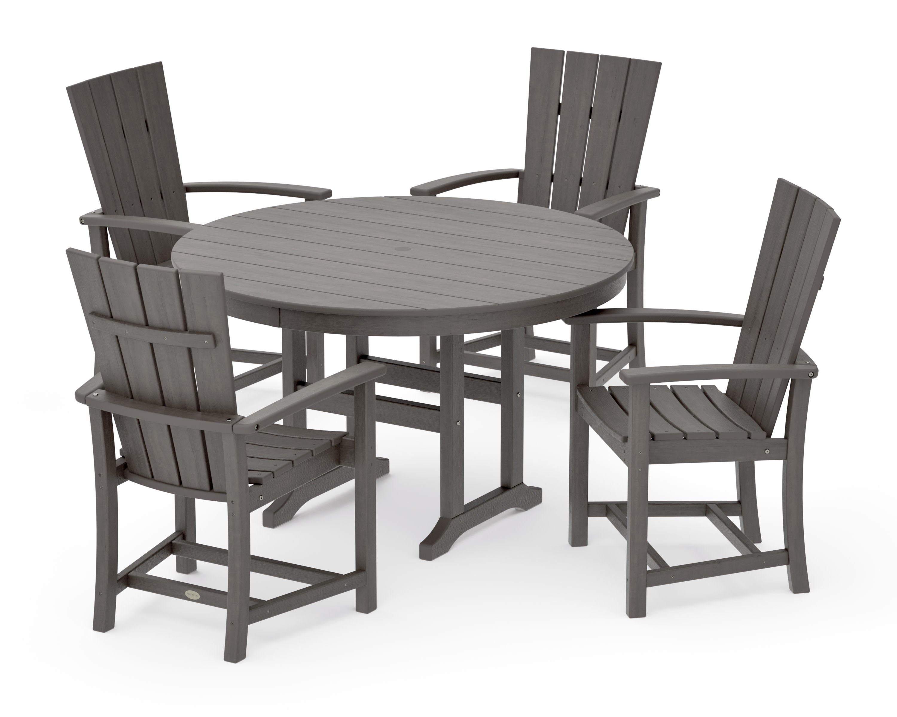 Quattro 5-Piece Round Farmhouse Dining Set in Driftwood