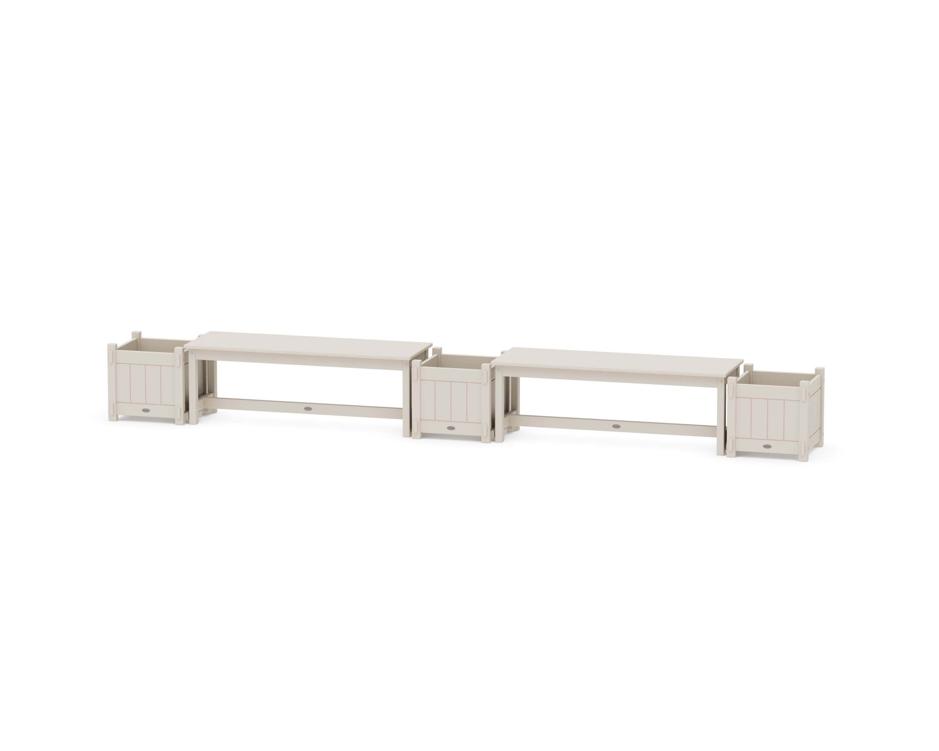 48" Vineyard Straight Double Planter Bench Set in Sand