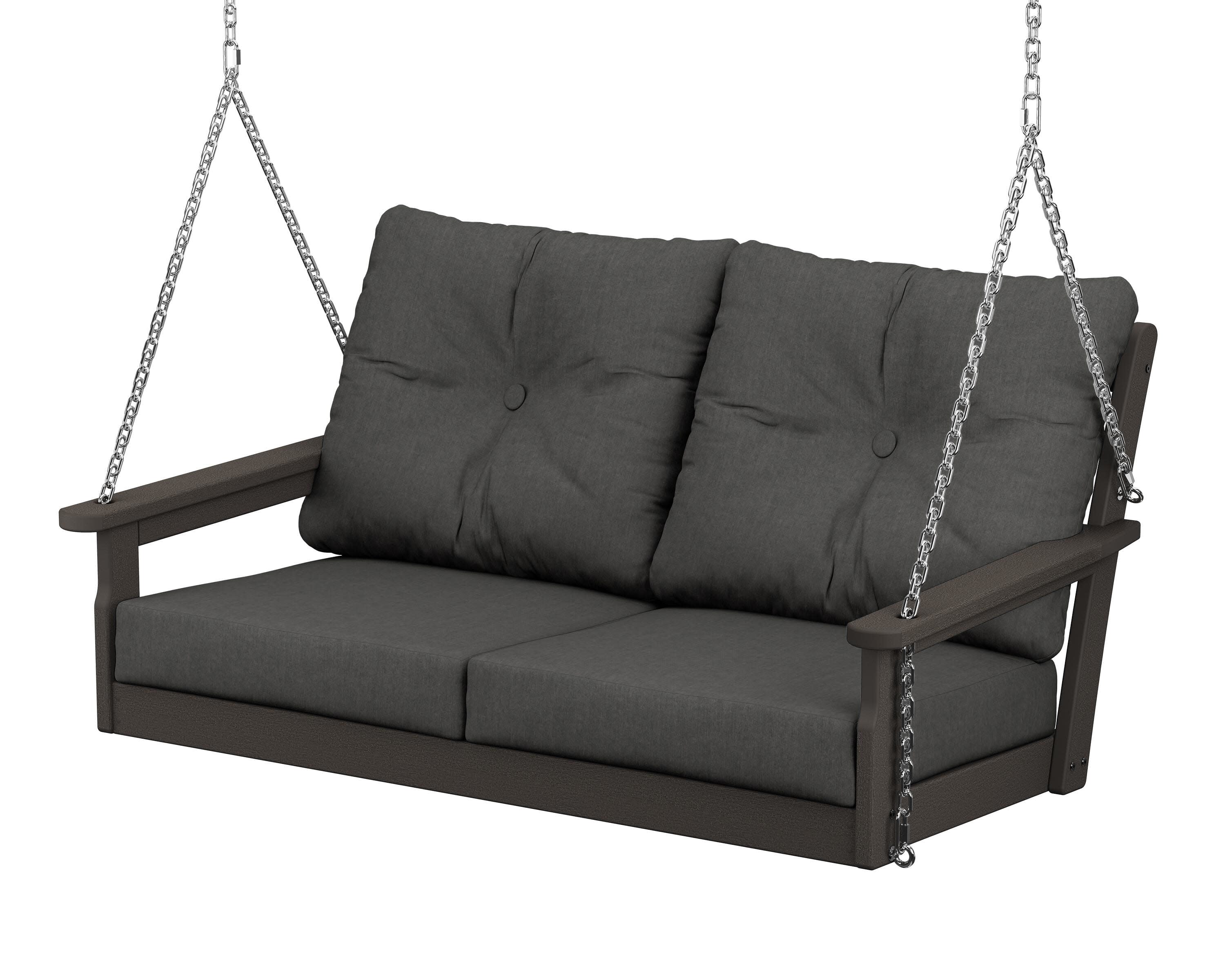 Vineyard Deep Seating Swing in Vintage Coffee / Spectrum Carbon