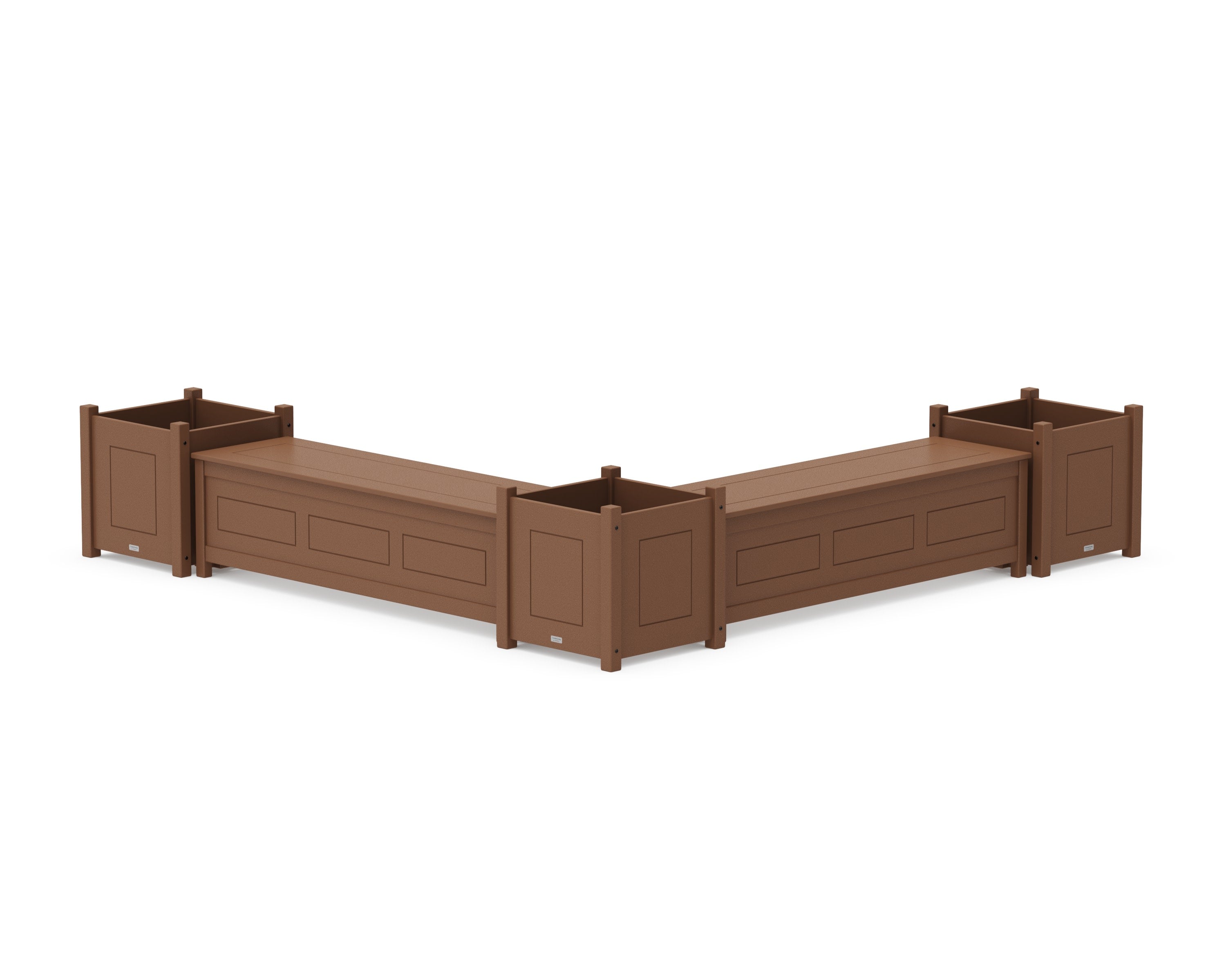 60" Country Living L- Shaped Planter Storage Bench Corner Set- Large in Teak