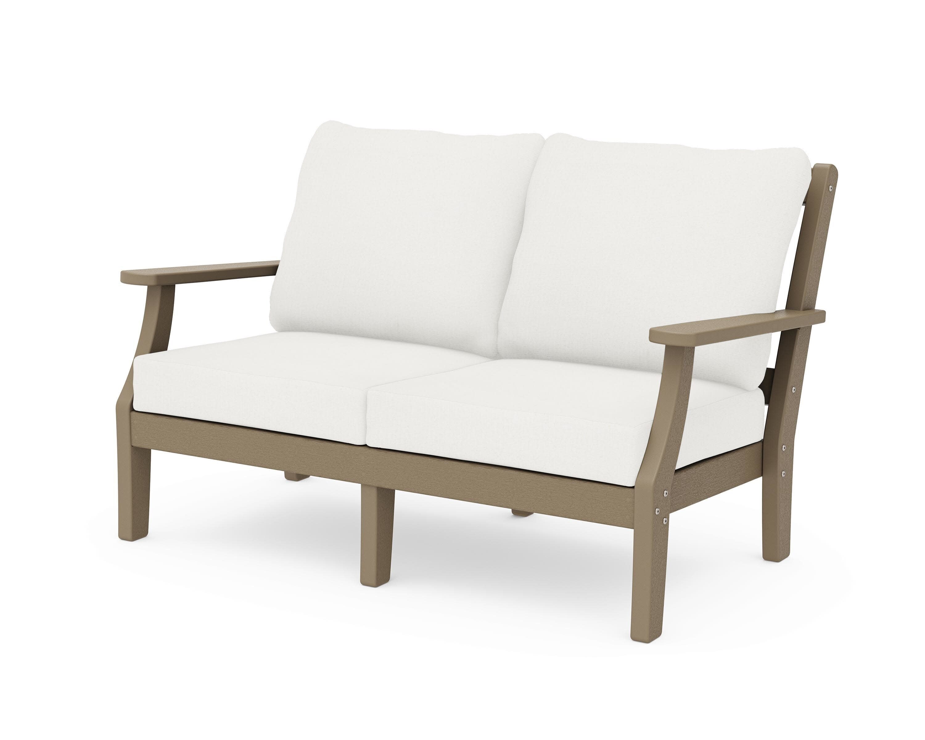 Chinoiserie Deep Seating Loveseat in Vintage Sahara / Natural Linen