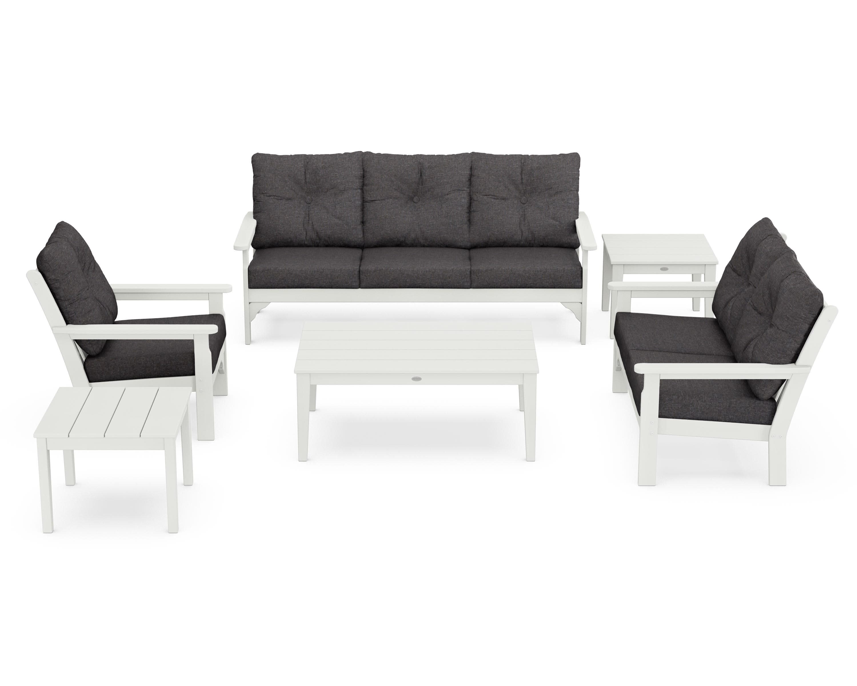 Vineyard 6-Piece Deep Seating Set in Vintage White / Ash Charcoal