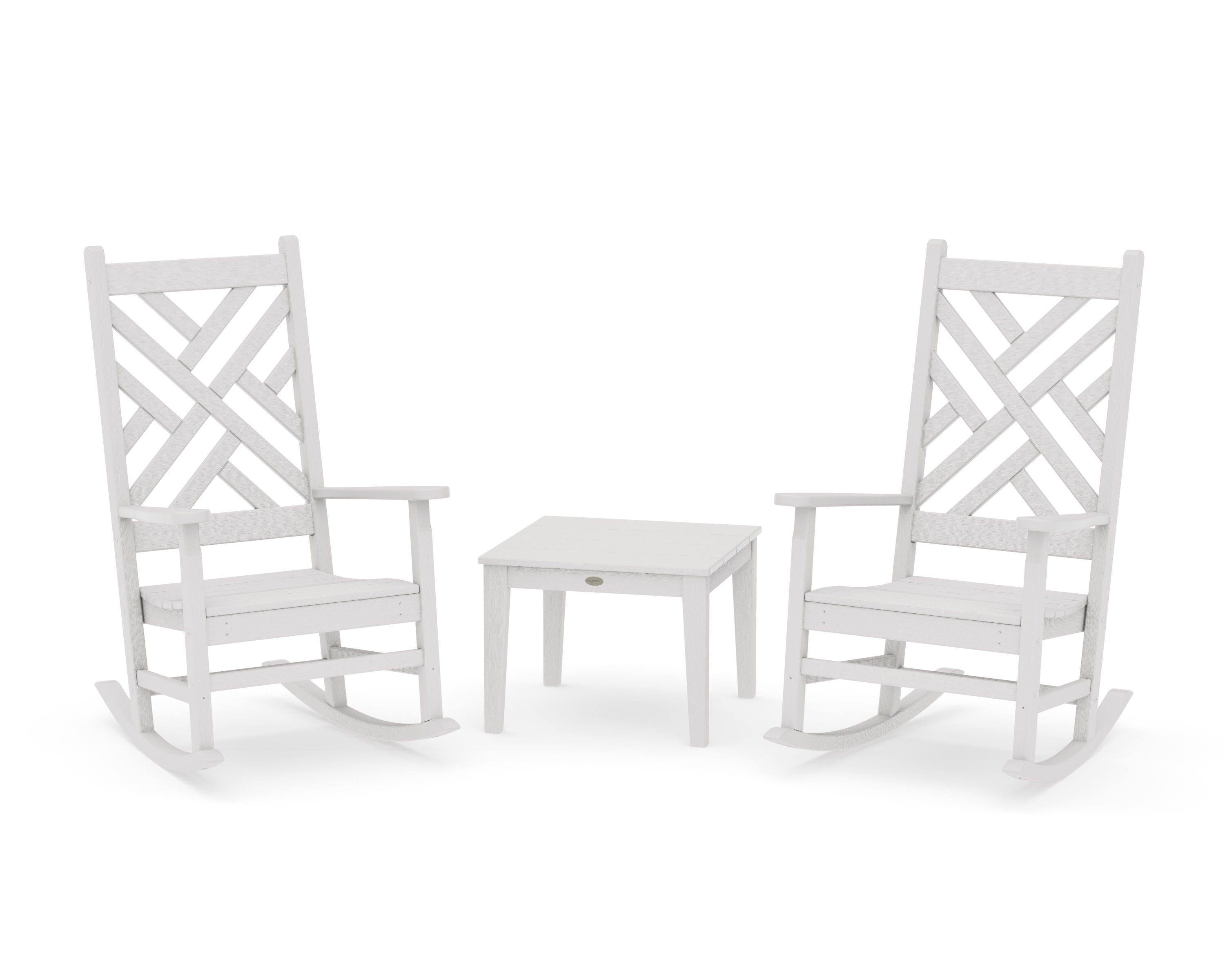 Chippendale 3-Piece Rocking Chair Set in Vintage White