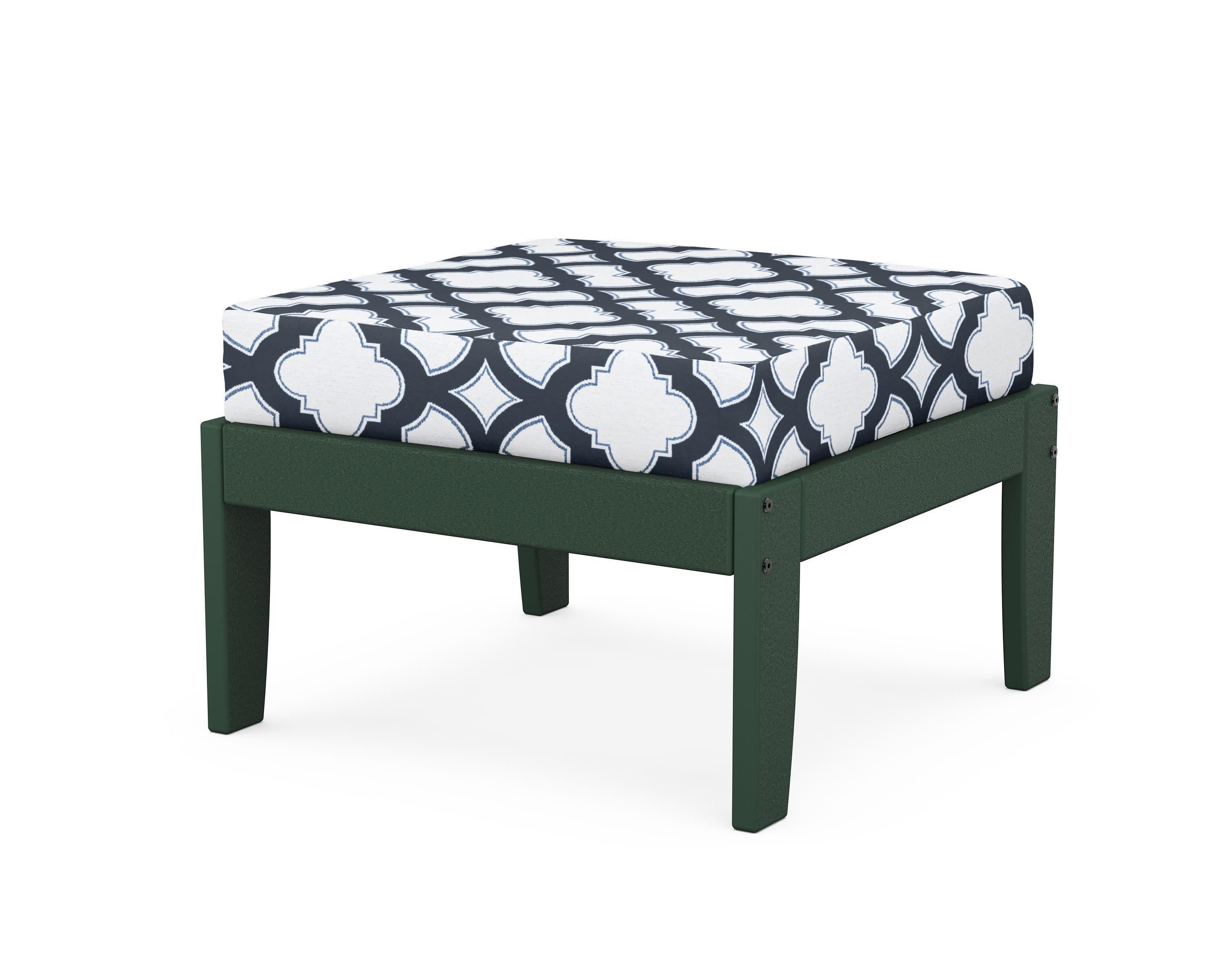 Modular Ottoman - Classic in Green / Trellis Marine Indigo