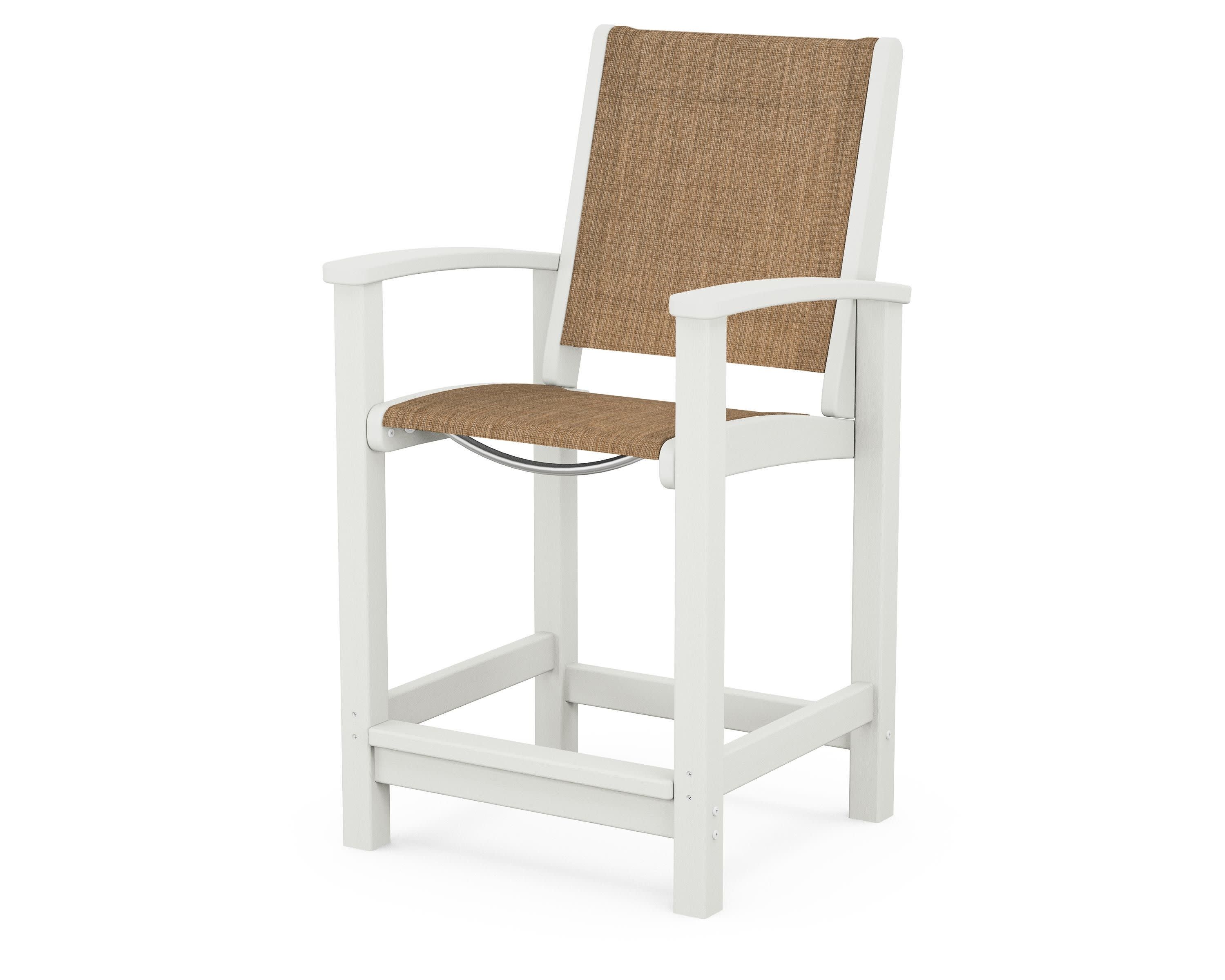 Coastal Counter Chair in Vintage White / Burlap Sling