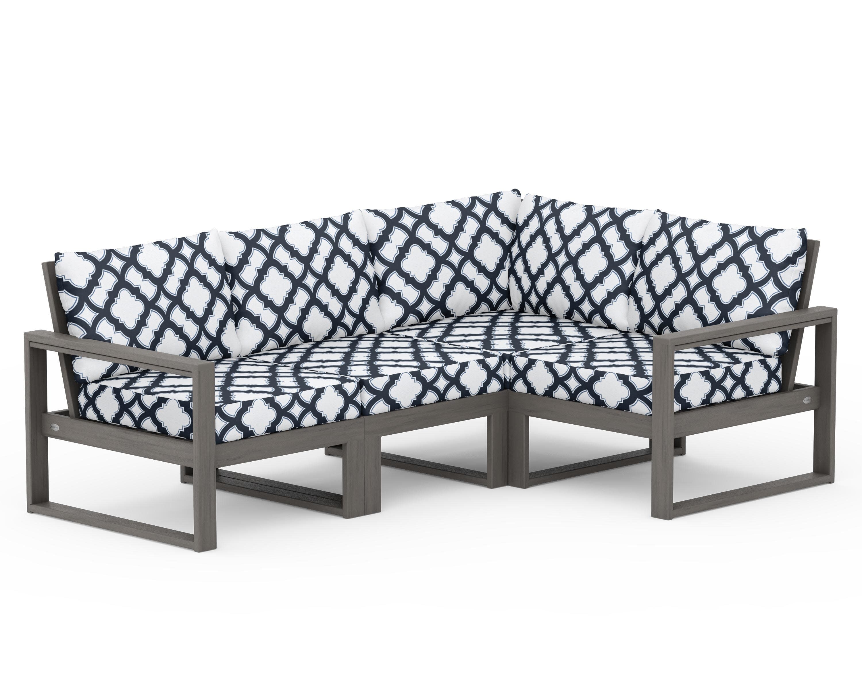 EDGE 4-Piece Modular Deep Seating Set in Driftwood / Trellis Marine Indigo