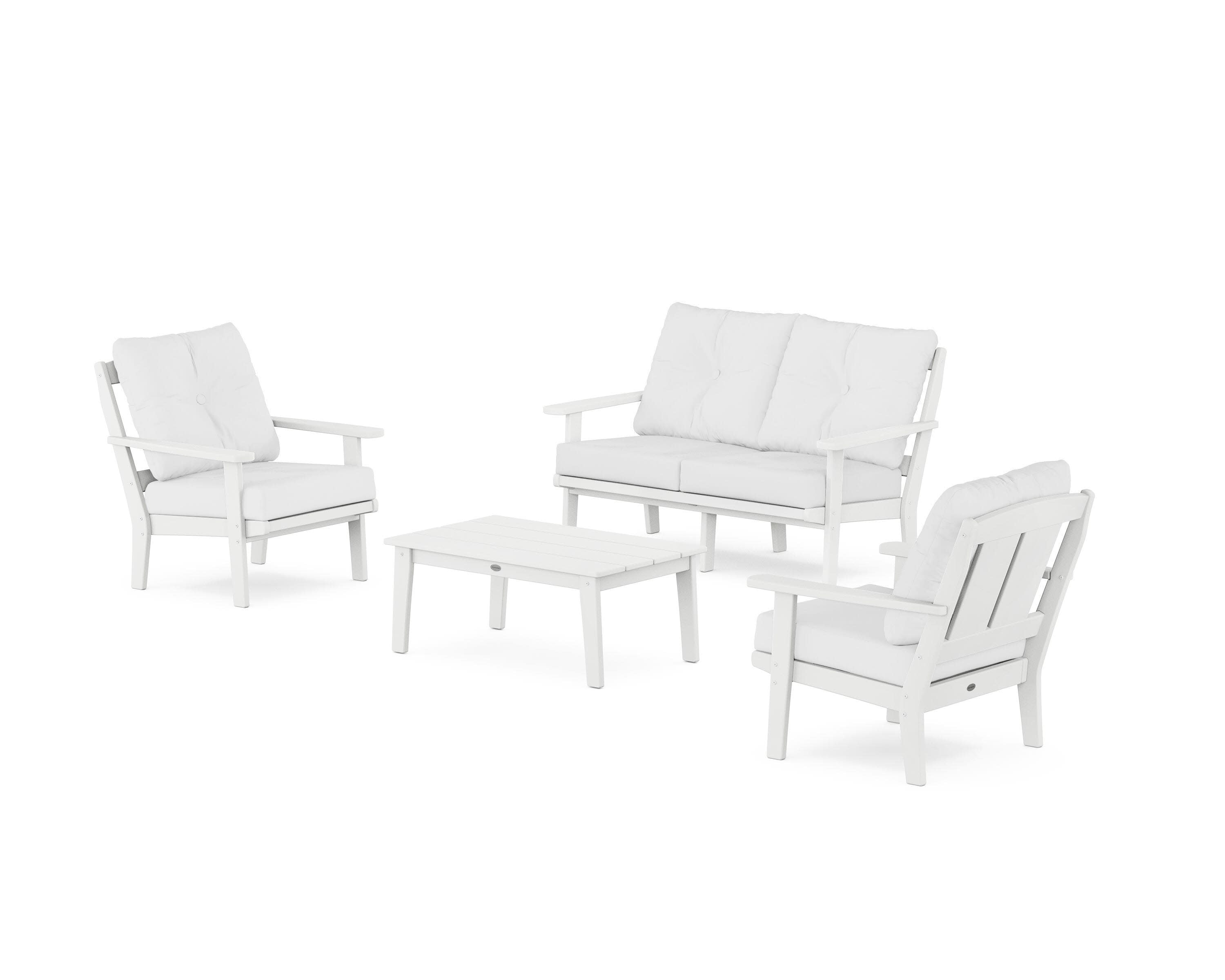 Mission 4-Piece Deep Seating Set with Loveseat in White / Natural