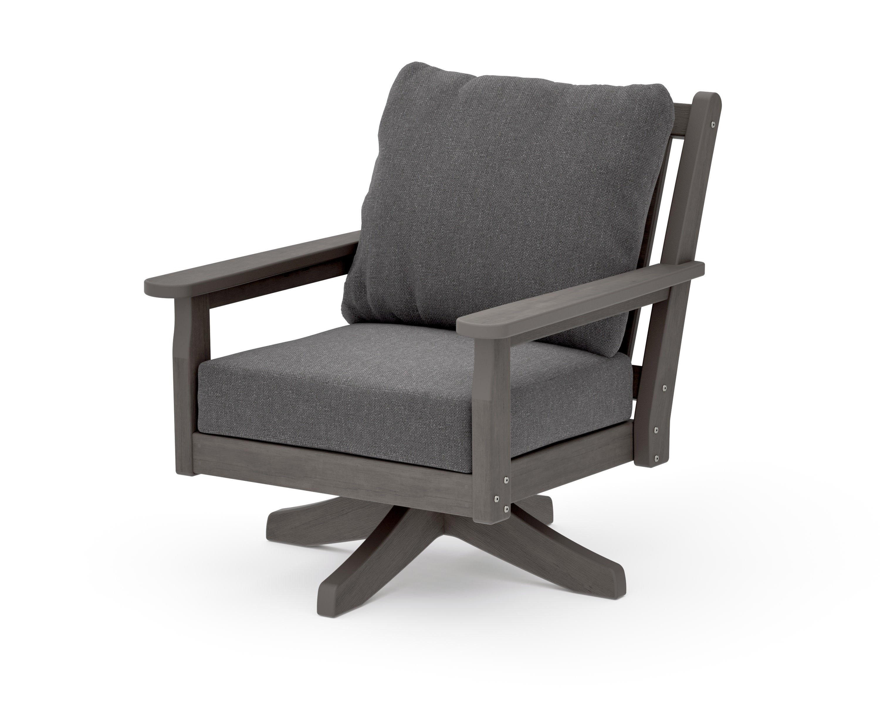 Chippendale Deep Seating Swivel Chair in Driftwood / Ash Charcoal