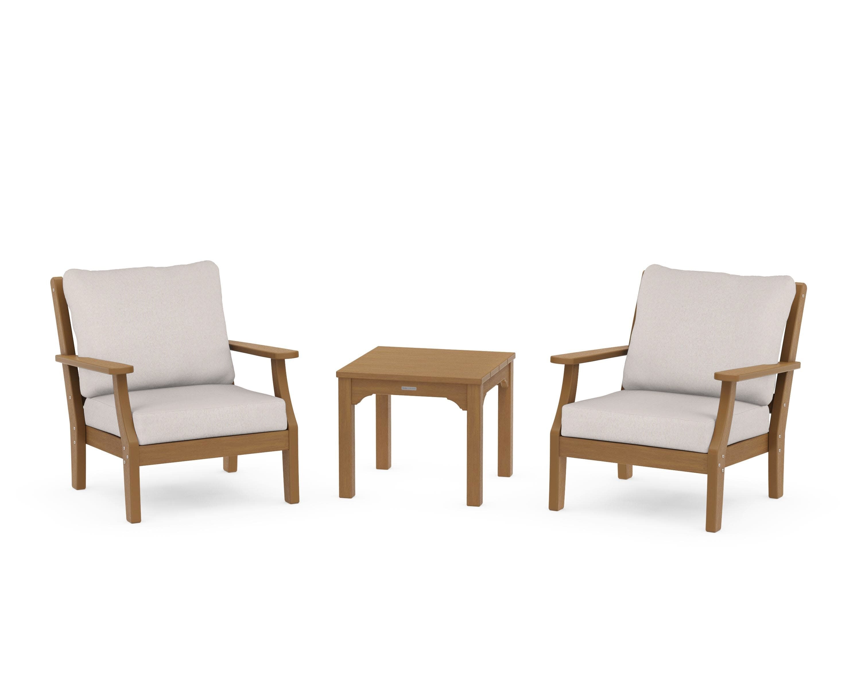 Chinoiserie 3-Piece Deep Seating Set in Natural / Dune Burlap