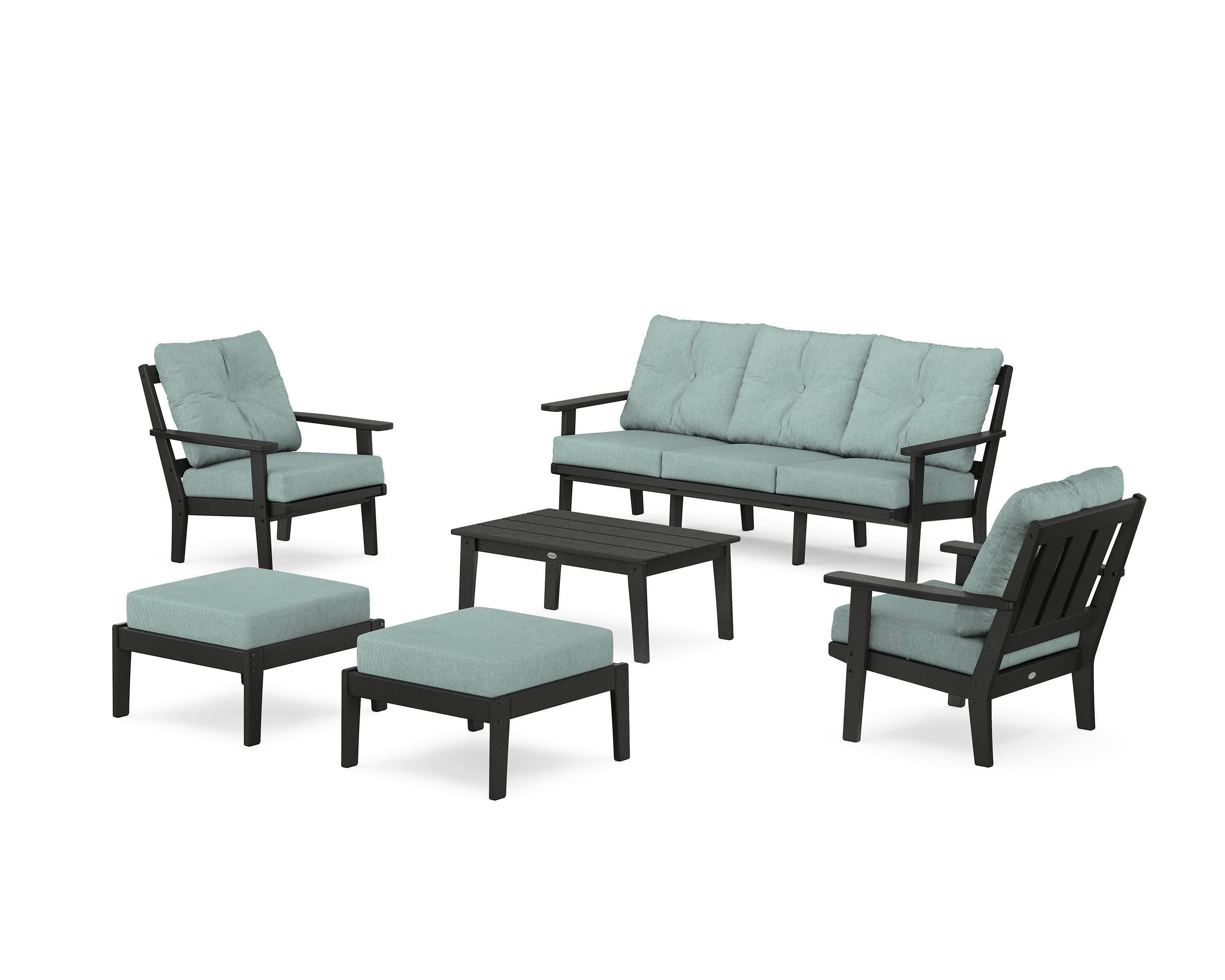 Oxford 6-Piece Lounge Sofa Set in Black / Glacier Spa