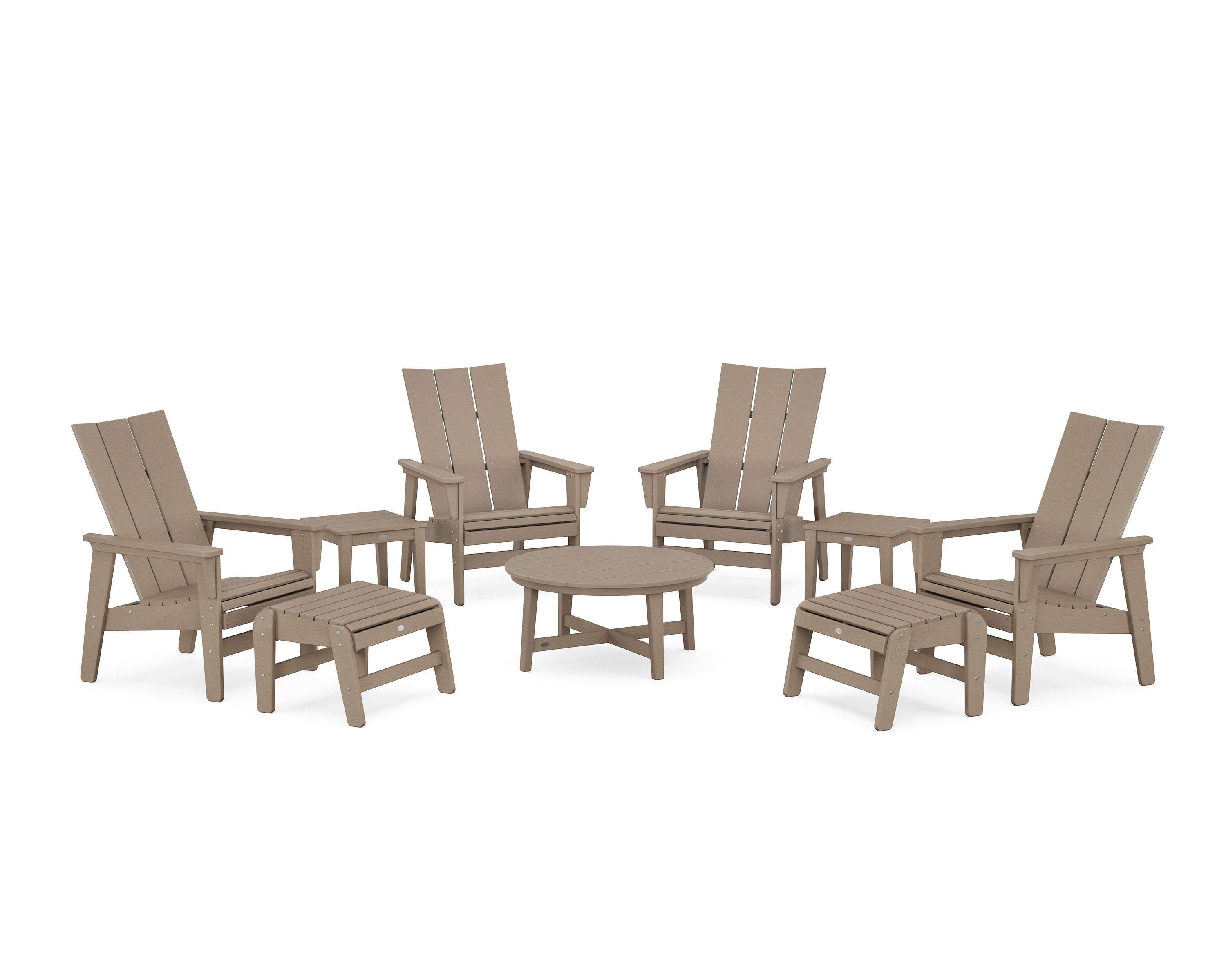 Modern Grand Upright Adirondack 9-Piece Conversation Set in Vintage Sahara